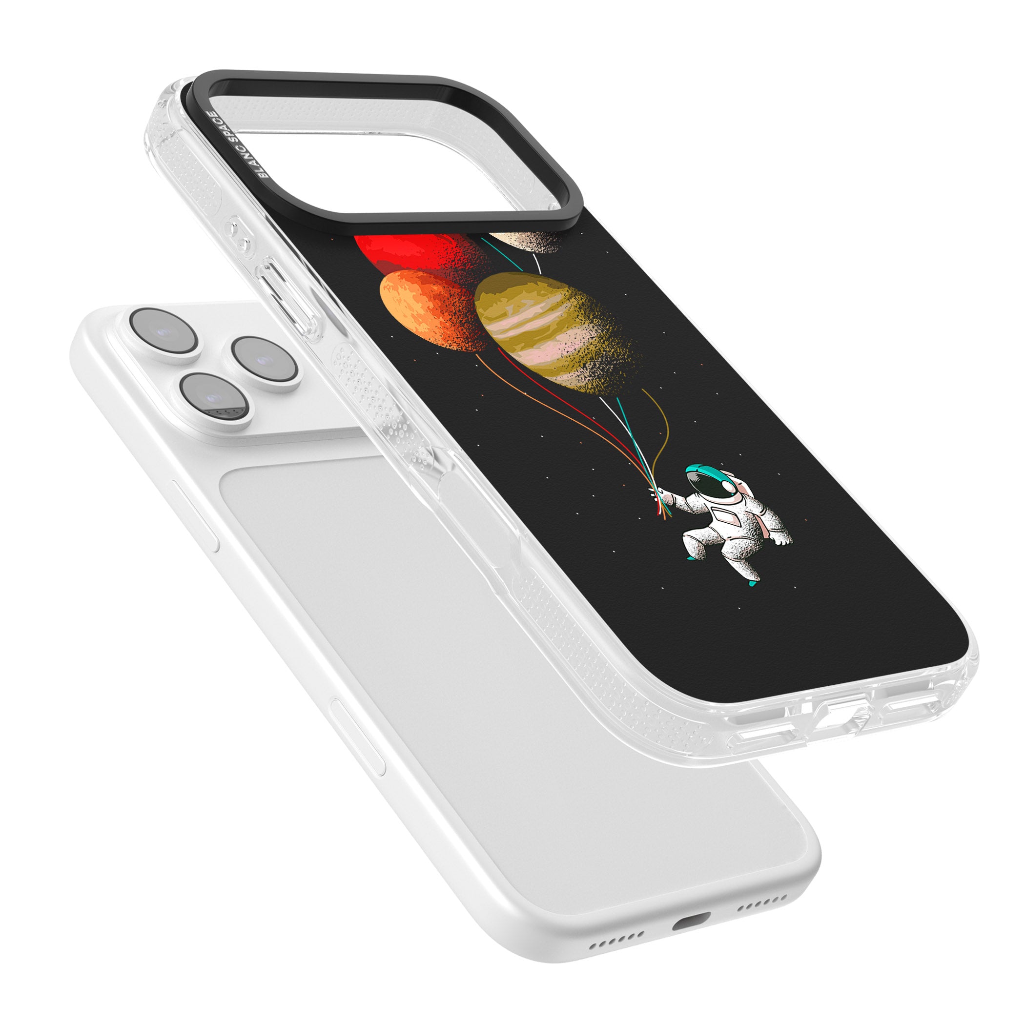 Astronaut Balloon Planets iPhone 17 Pro Max Impact Air Clear Phone Case Colours