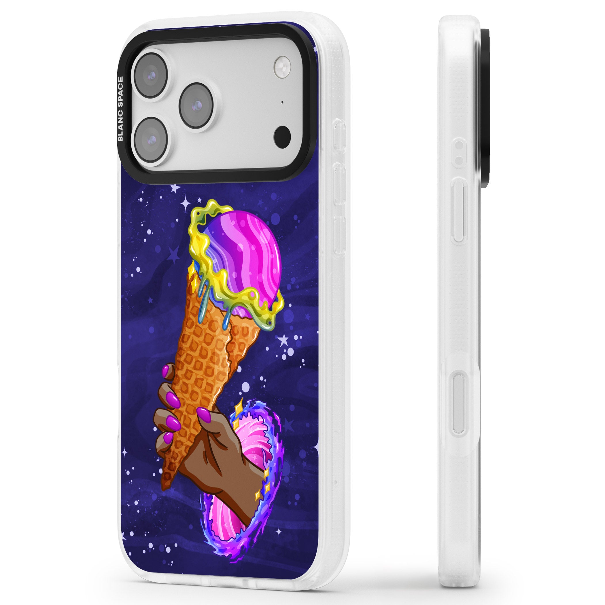 Interdimensional Ice Cream iPhone 17 Pro Max Impact Air Clear Phone Case Side Profile