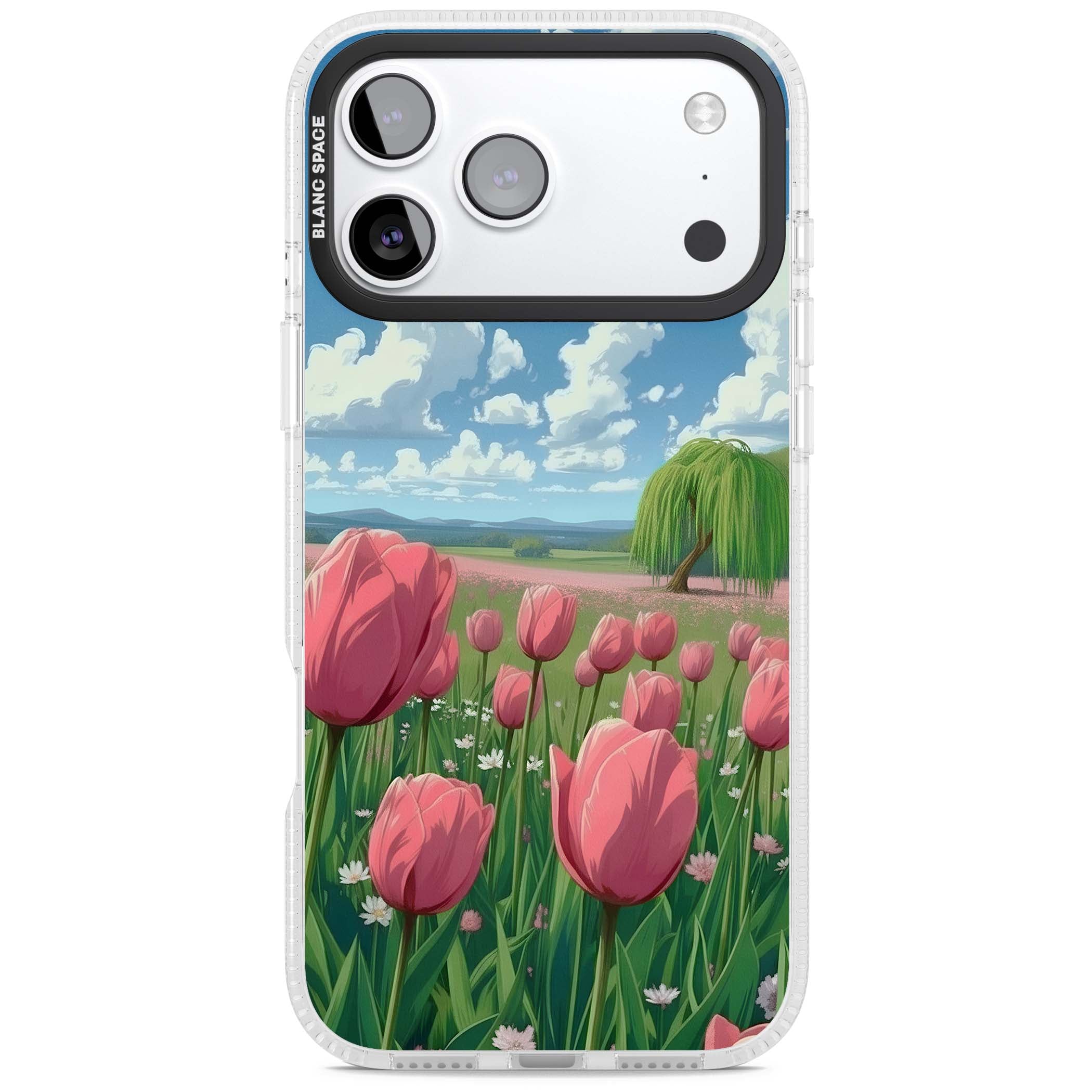 Willow By The Pink Tulips floral iPhone case | Clear Case Impact Air case for iPhone 17 Pro, iPhone 17 Pro Max