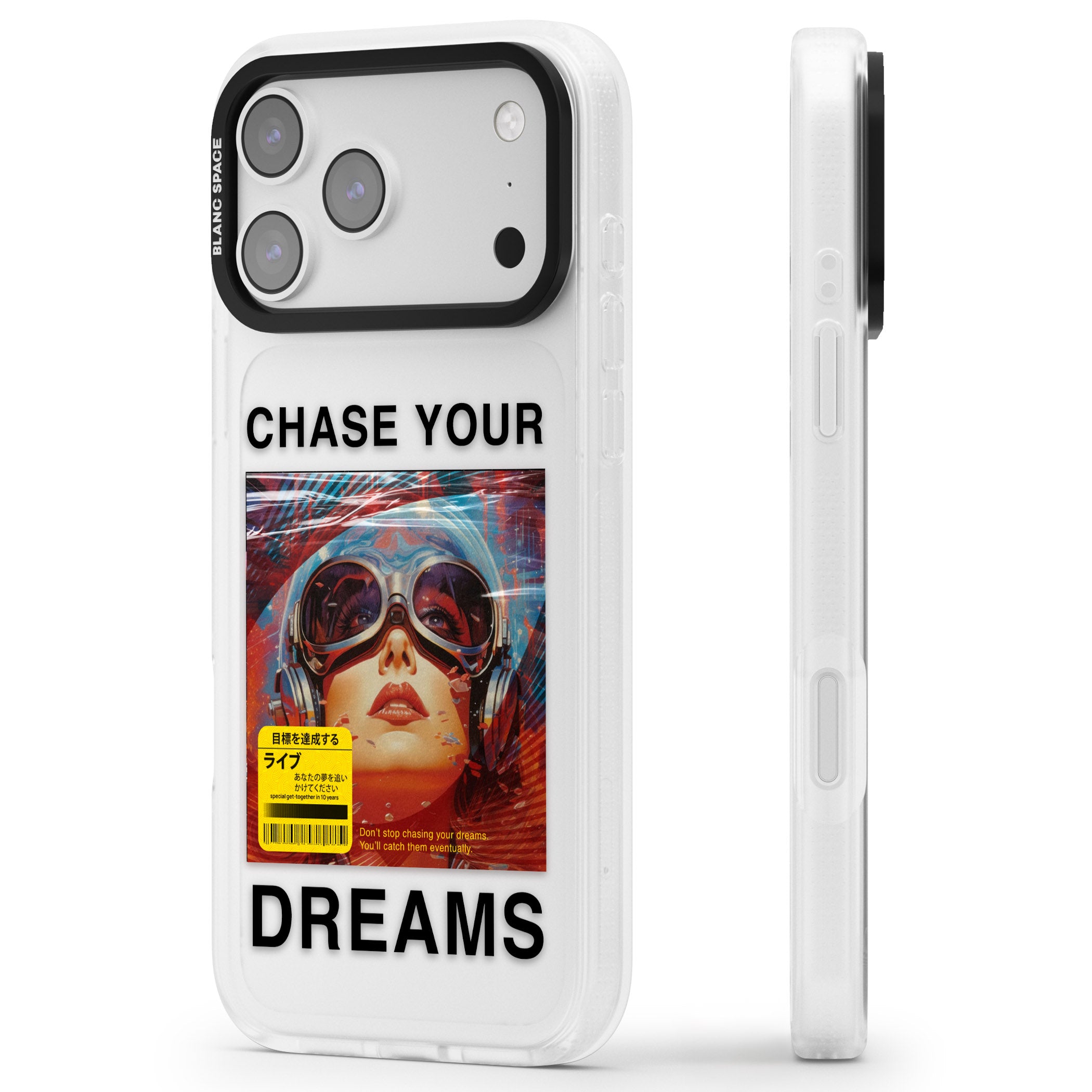 Chase Your Dreams iPhone 17 Pro Max Impact Air Clear Phone Case Side Profile
