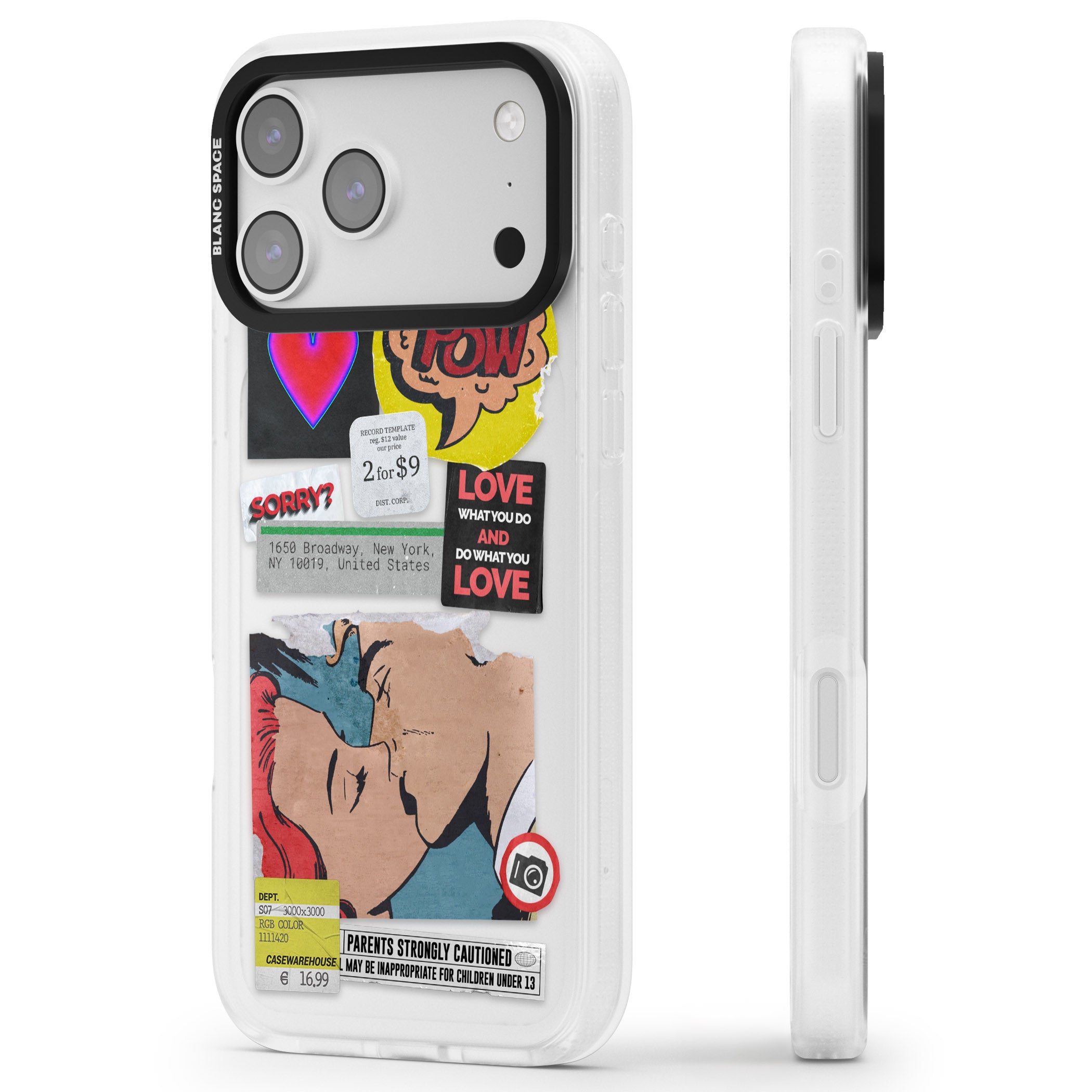 Retro Sticker Mix iPhone 17 Pro Max Impact Air Clear Phone Case Side Profile