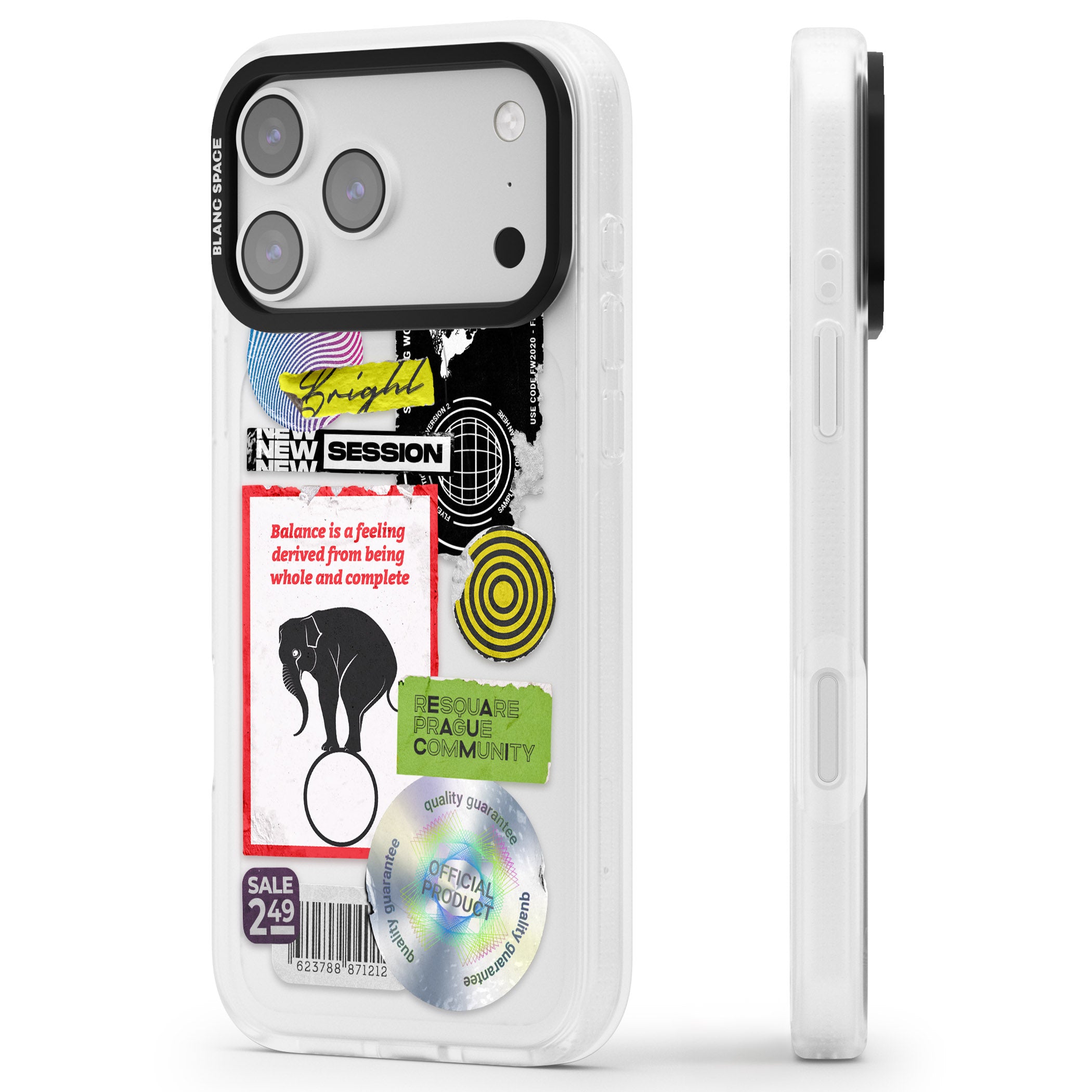 Peeled Sticker Mix iPhone 17 Pro Max Impact Air Clear Phone Case Side Profile