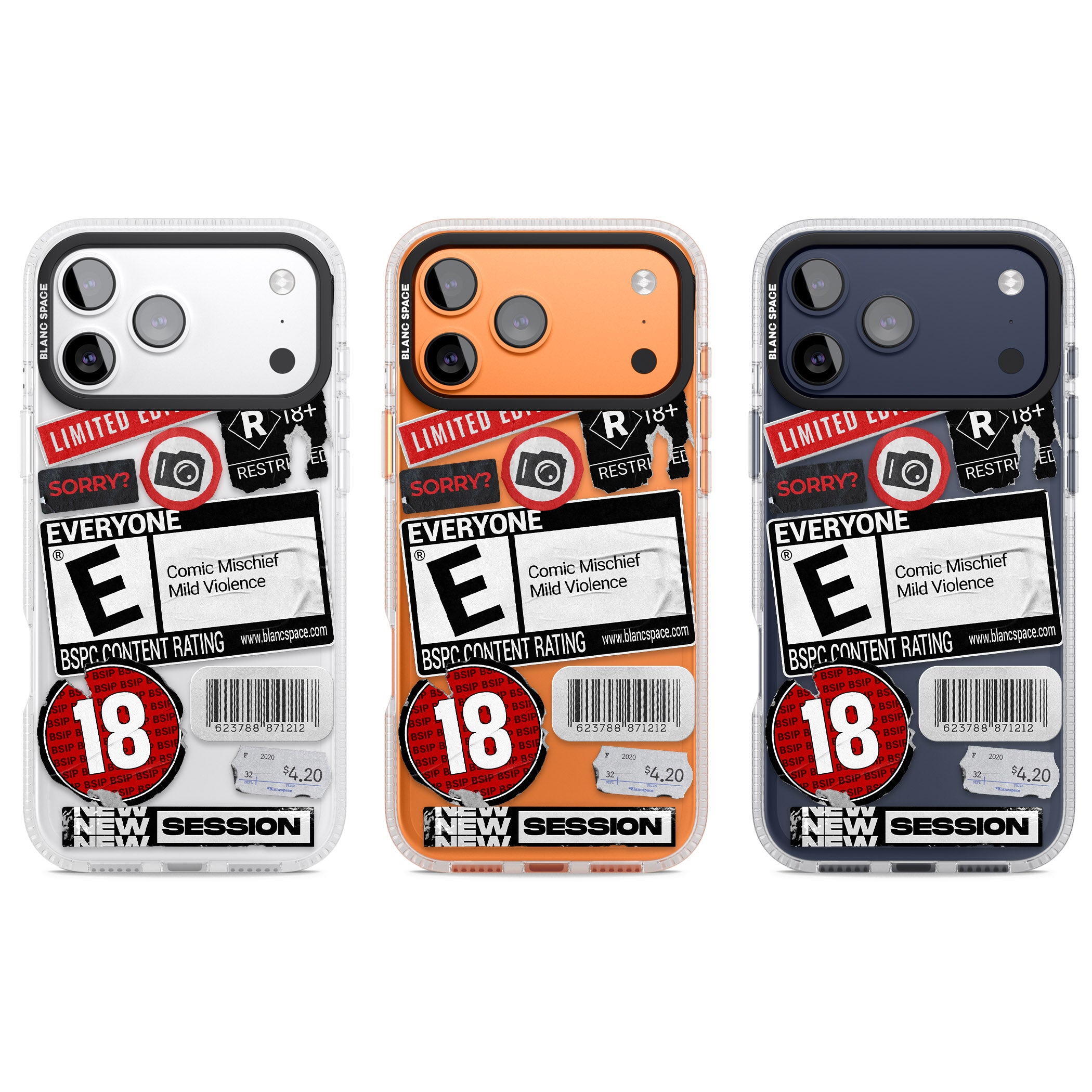 Rated 18+ Sticker Mix iPhone 17 Pro Impact Air Clear Phone Case APT Impact Protection