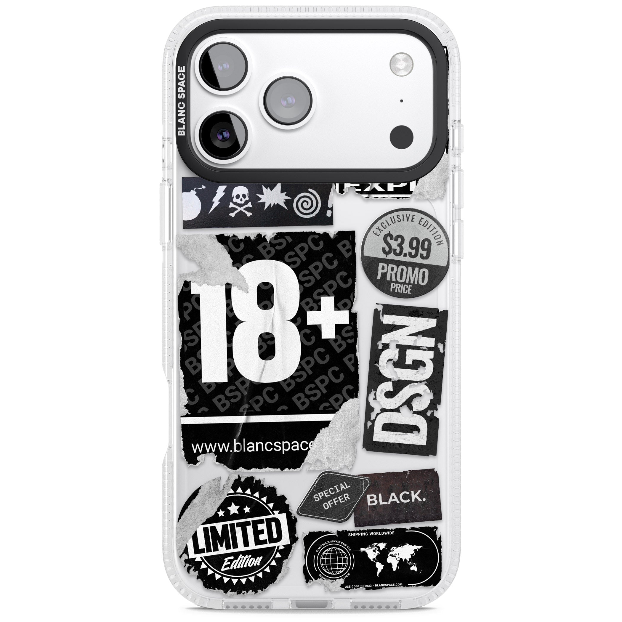 Black Sticker Mix iPhone 17 Pro Max Impact Air Clear Phone Case