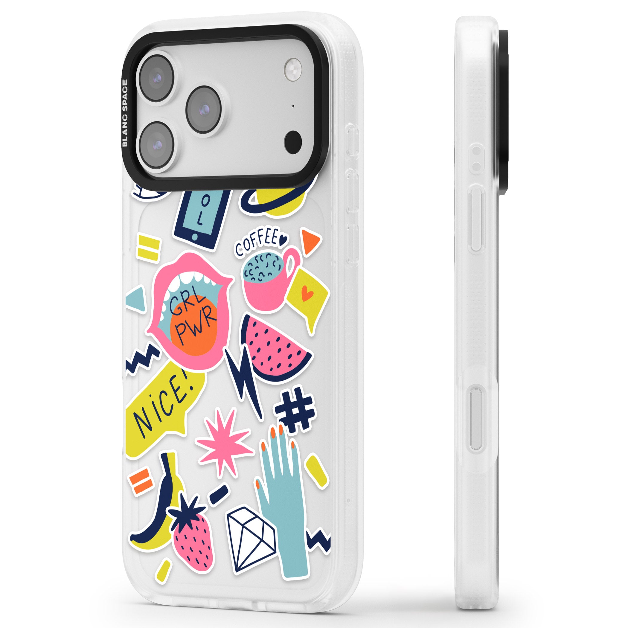Grl Pwr iPhone 17 Pro Max Impact Air Clear Phone Case Side Profile