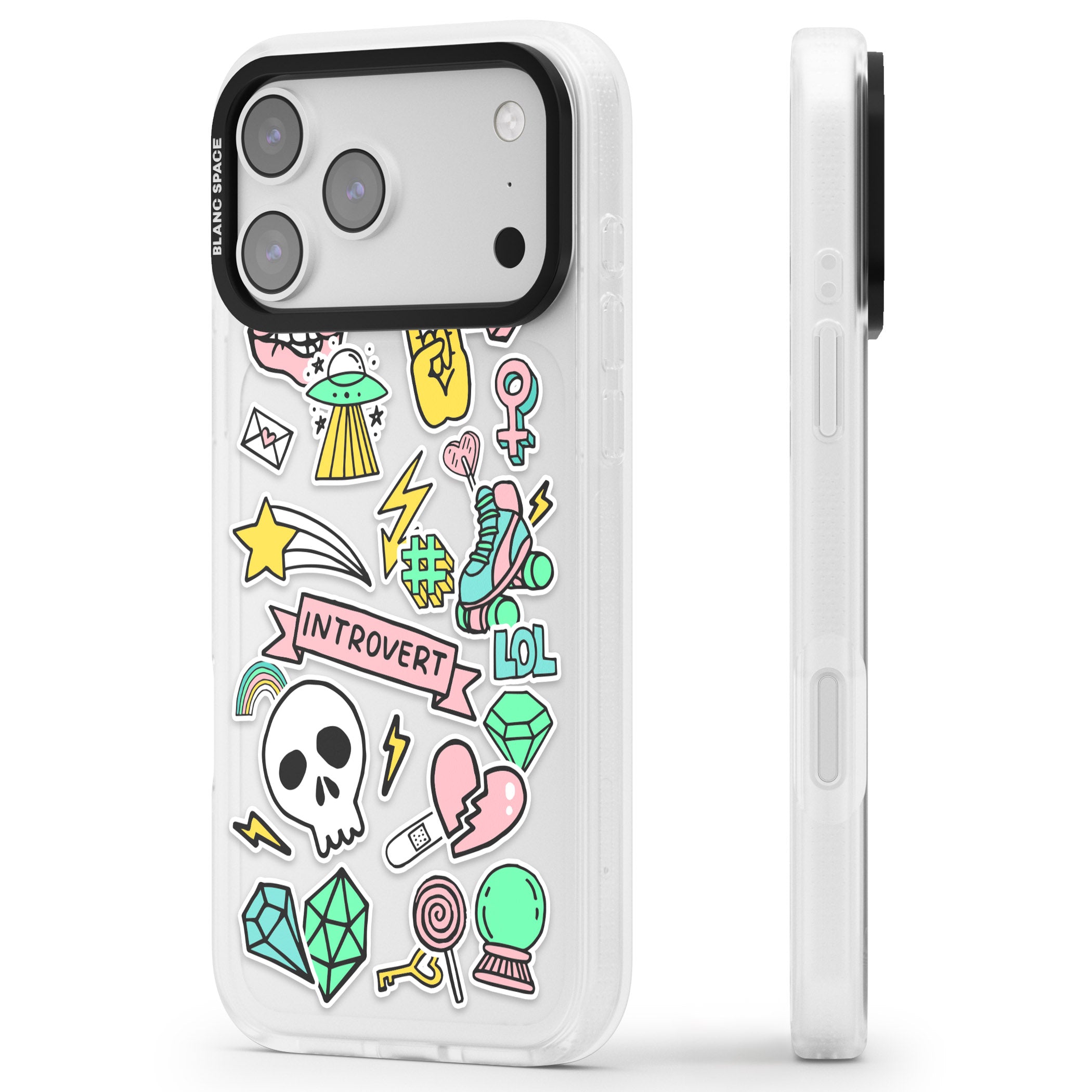 Introvert Sticker iPhone 17 Pro Max Impact Air Clear Phone Case Side Profile