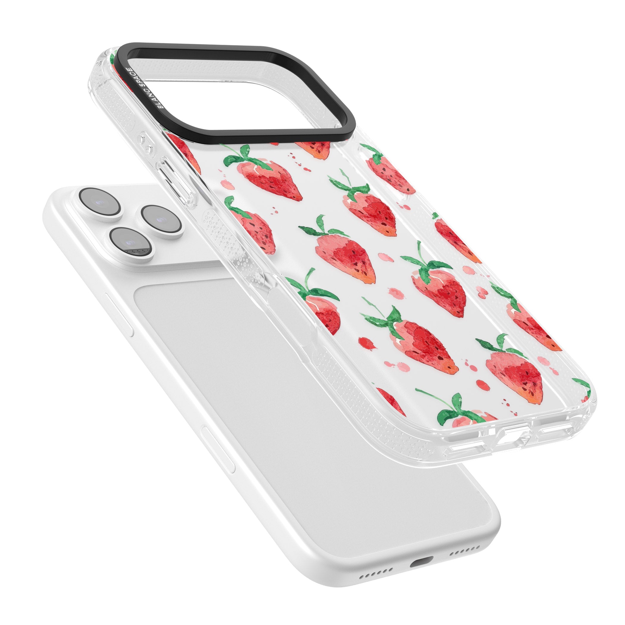 Strawberry Watercolour iPhone 17 Pro Max Impact Air Clear Phone Case Colours