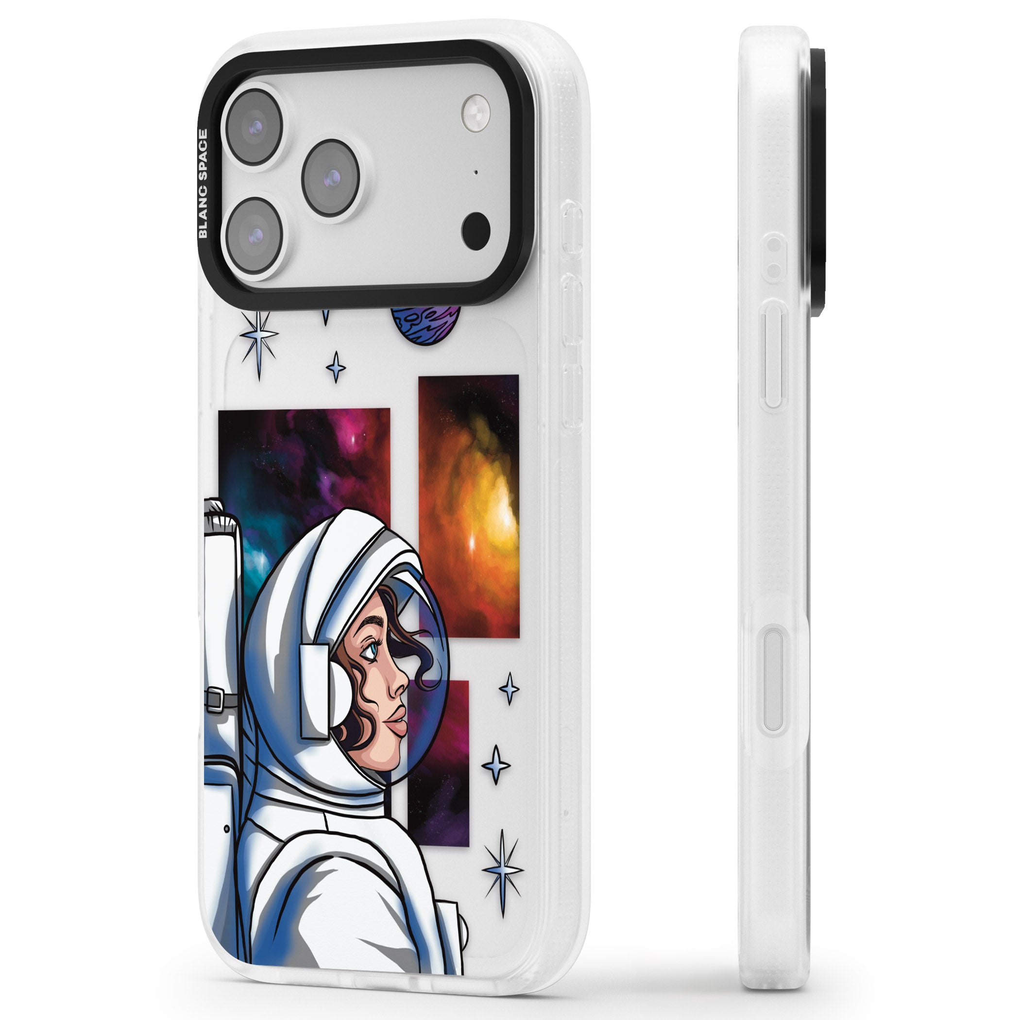 Cosmic Ambition iPhone 17 Pro Max Impact Air Clear Phone Case Side Profile