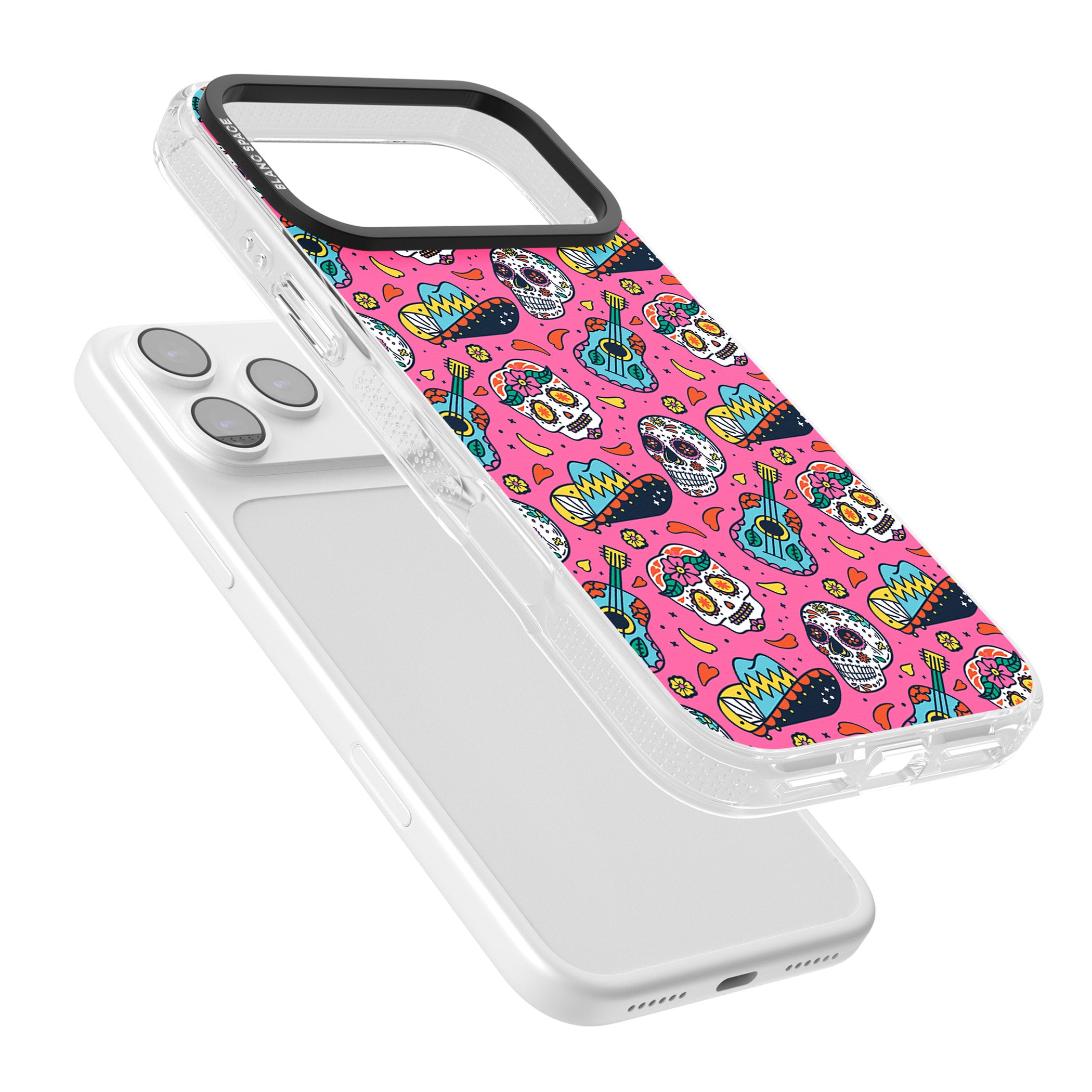 Pink Day Of The Dead Pattern iPhone 17 Pro Max Impact Air Clear Phone Case Colours