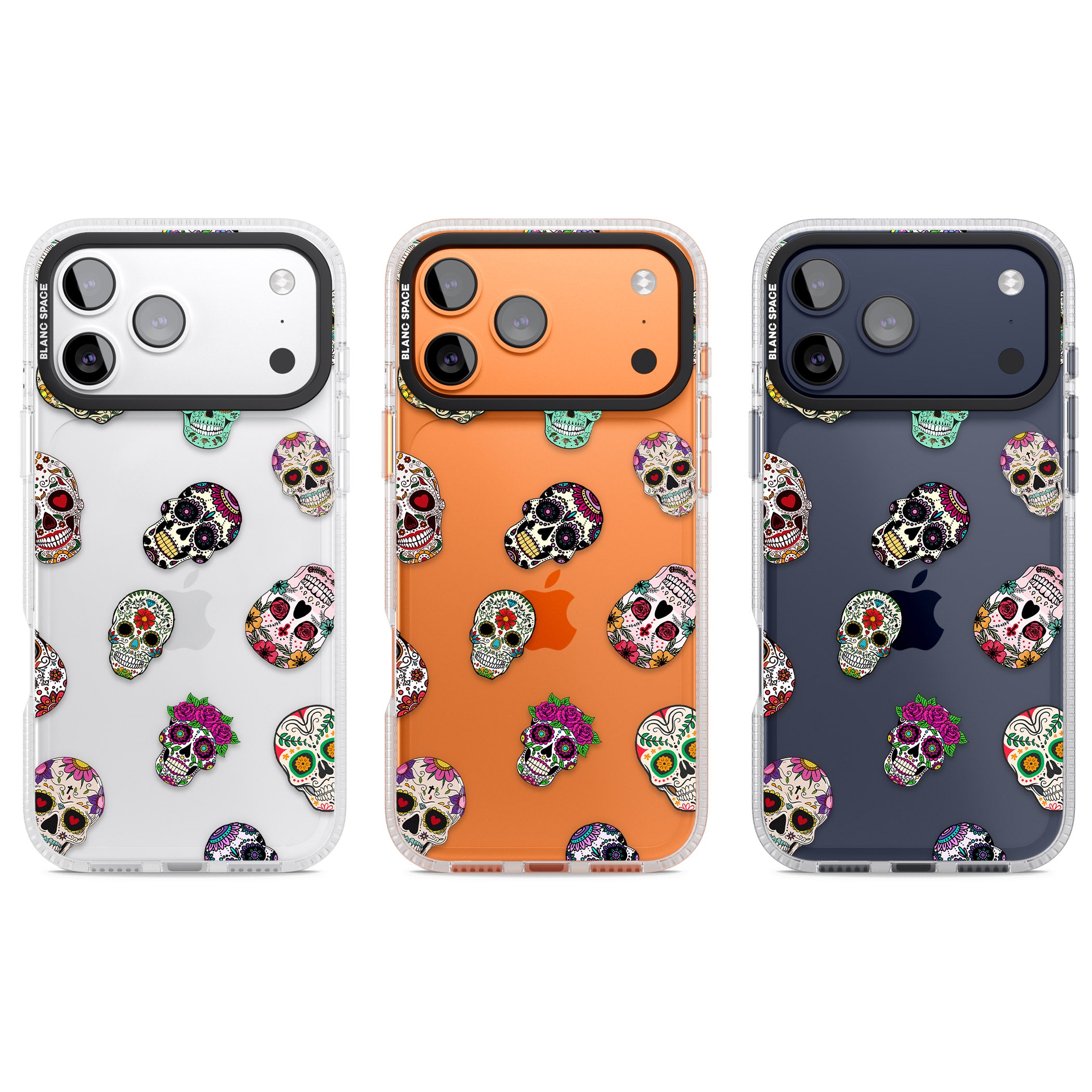 Mixed Sugar Skull Pattern iPhone 17 Pro Impact Air Clear Phone Case APT Impact Protection
