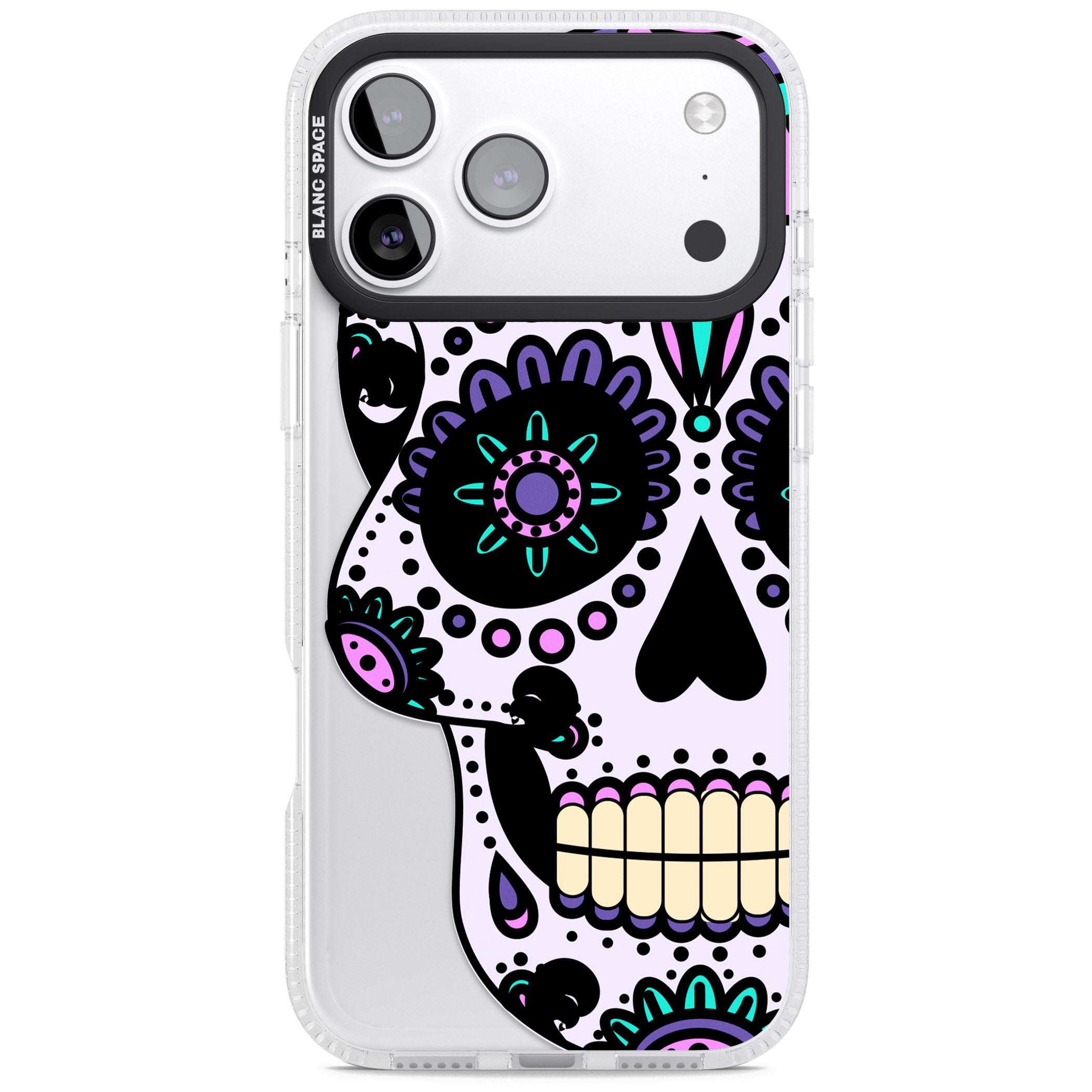 Violet Sugar Skull iPhone 17 Pro Max Impact Air Clear Phone Case