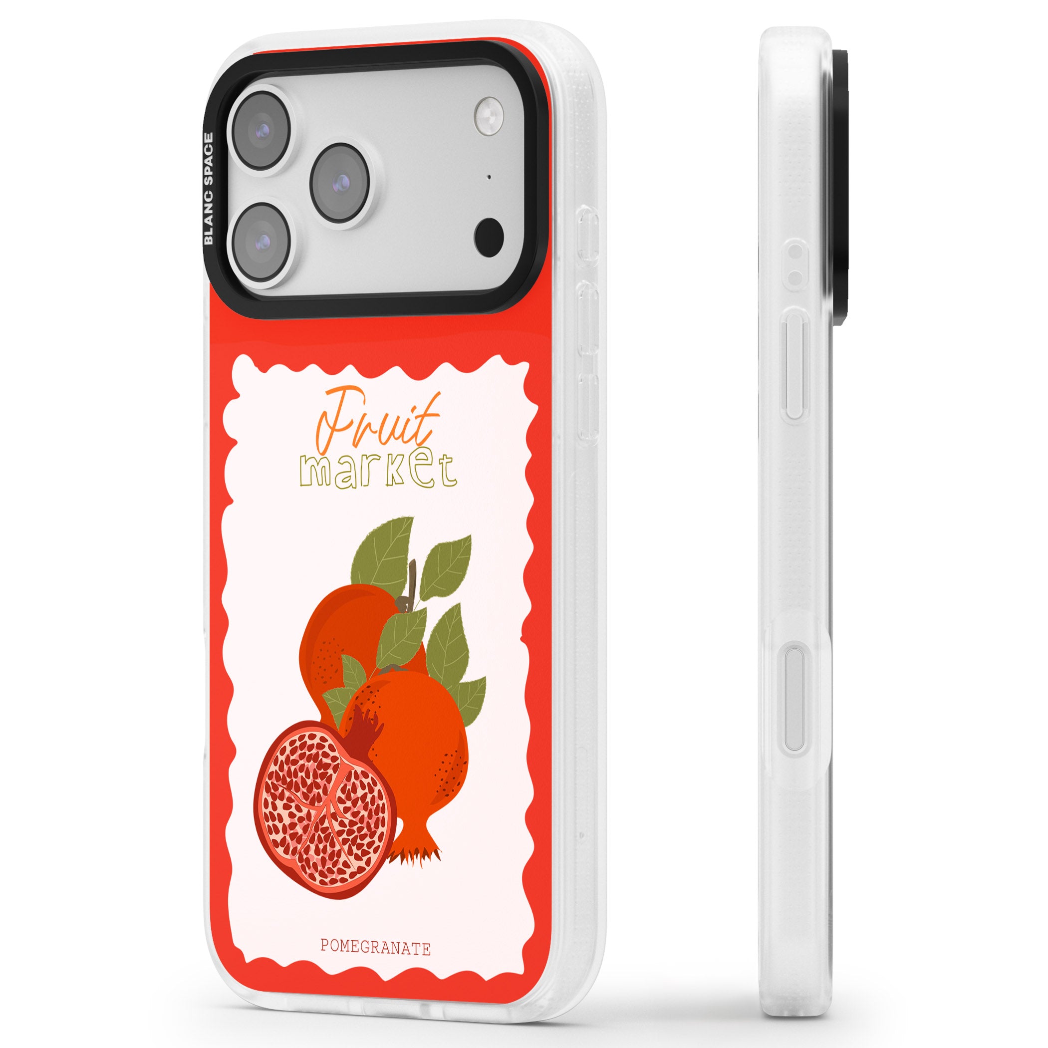 Fruit Market Pomegranate iPhone 17 Pro Max Impact Air Clear Phone Case Side Profile