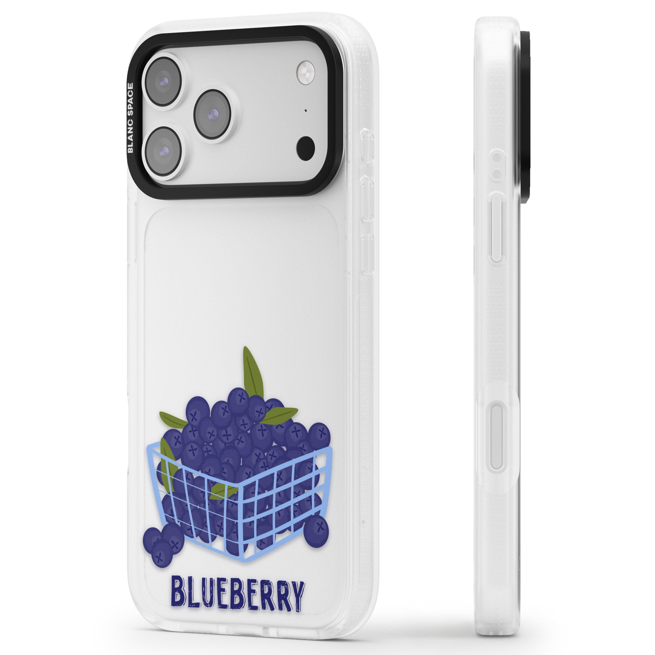 Blueberry Basket iPhone 17 Pro Max Impact Air Clear Phone Case Side Profile