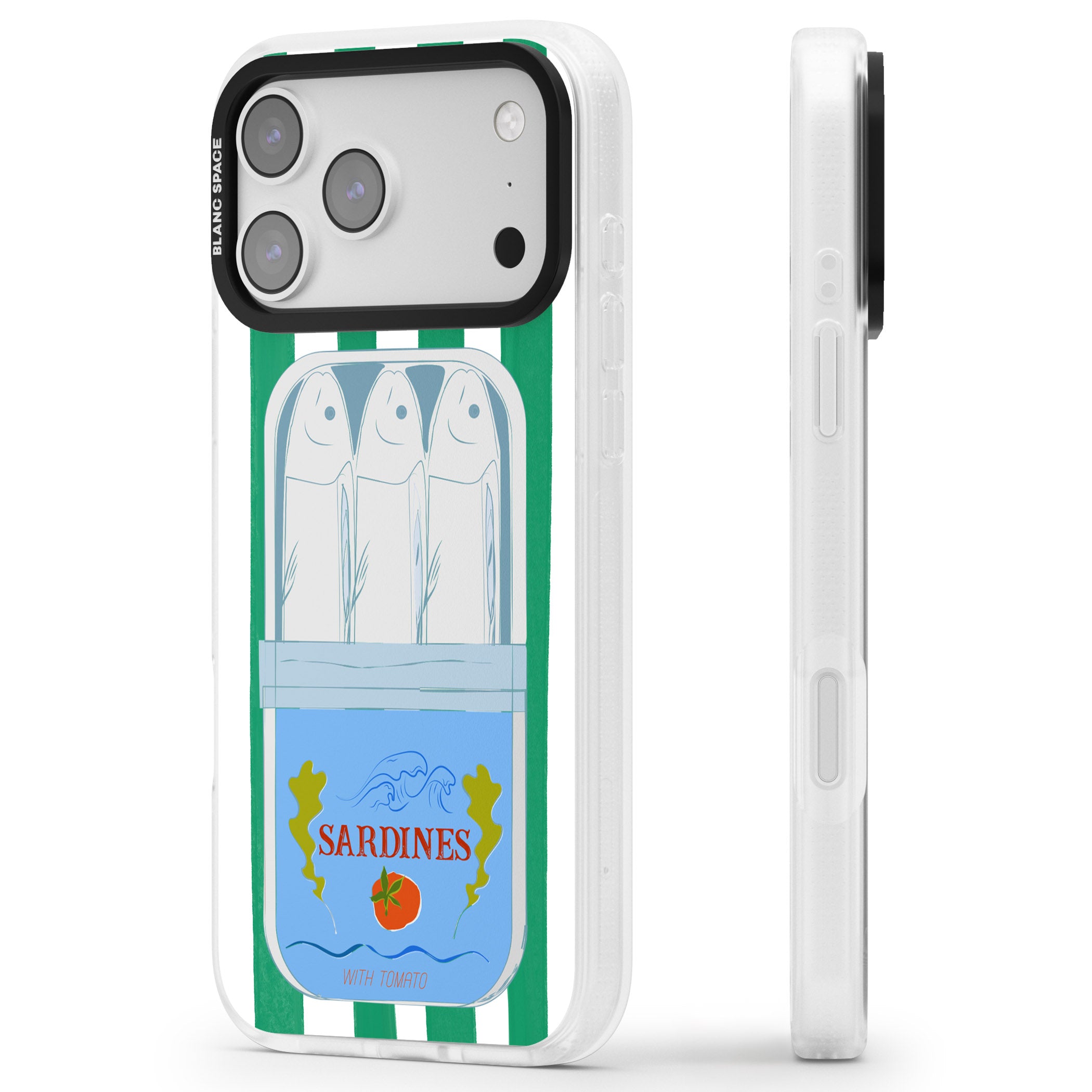 Italian Coastal Sardines iPhone 17 Pro Max Impact Air Clear Phone Case Side Profile