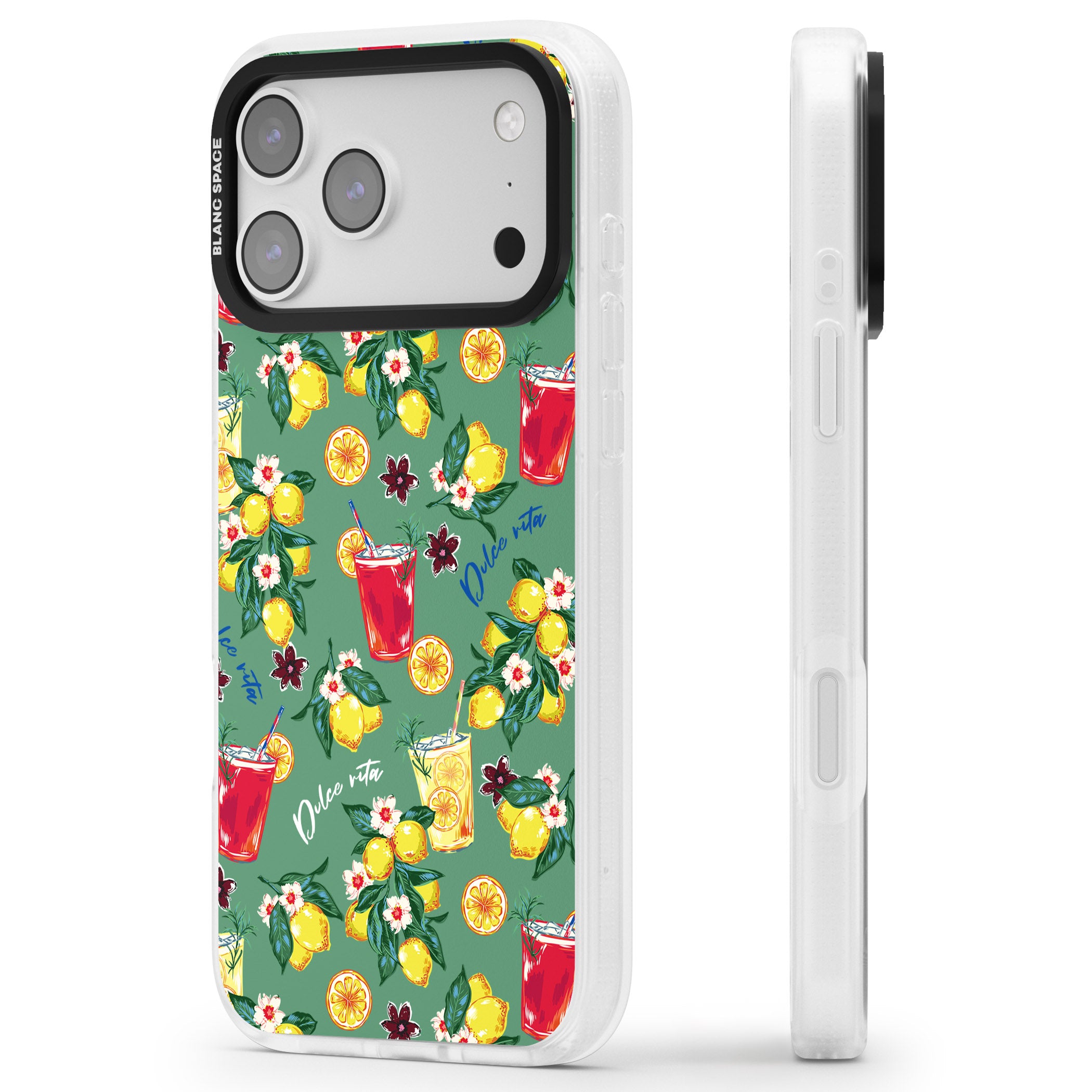 Lemon Cocktails iPhone 17 Pro Max Impact Air Clear Phone Case Side Profile