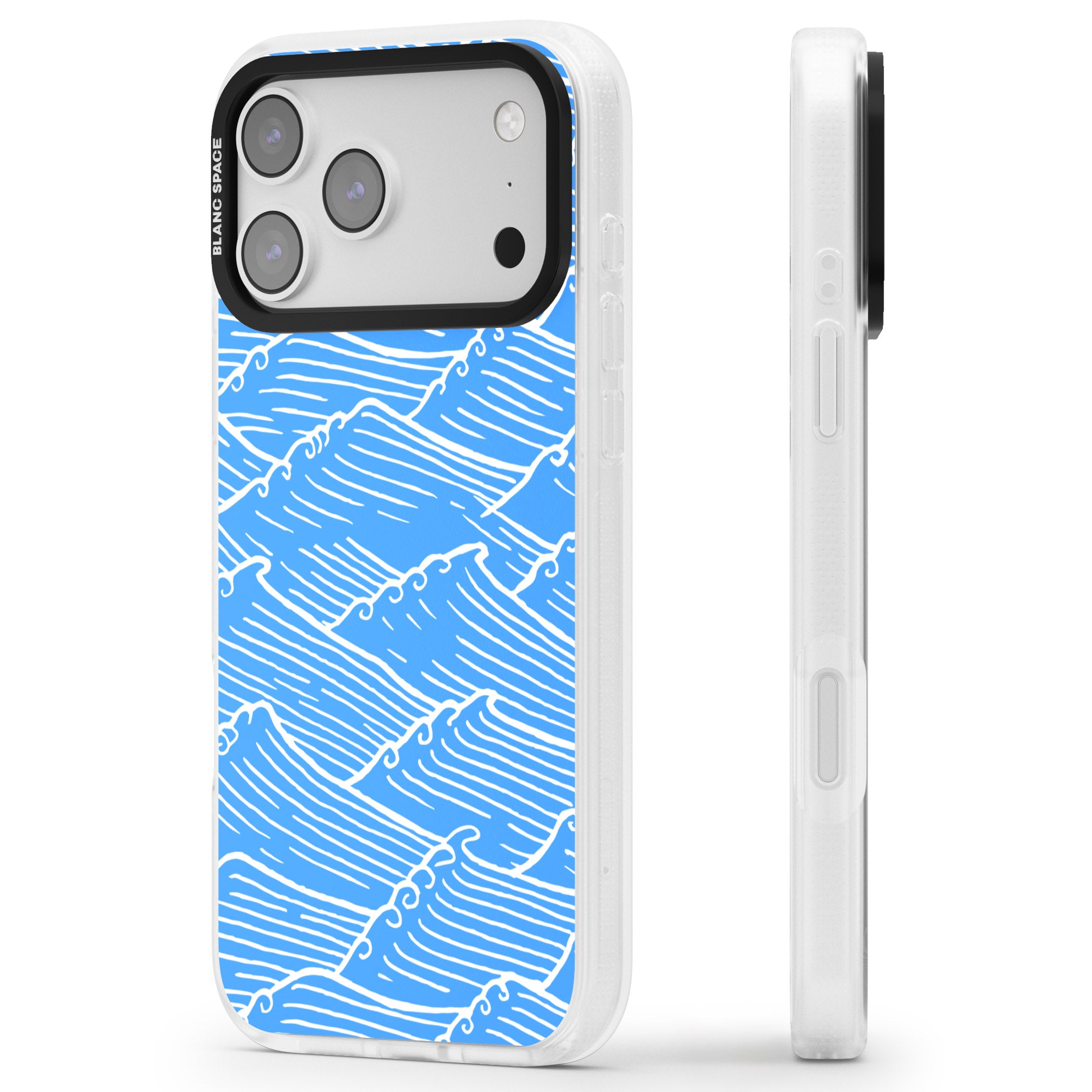 Waves Pattern iPhone 17 Pro Max Impact Air Clear Phone Case Side Profile