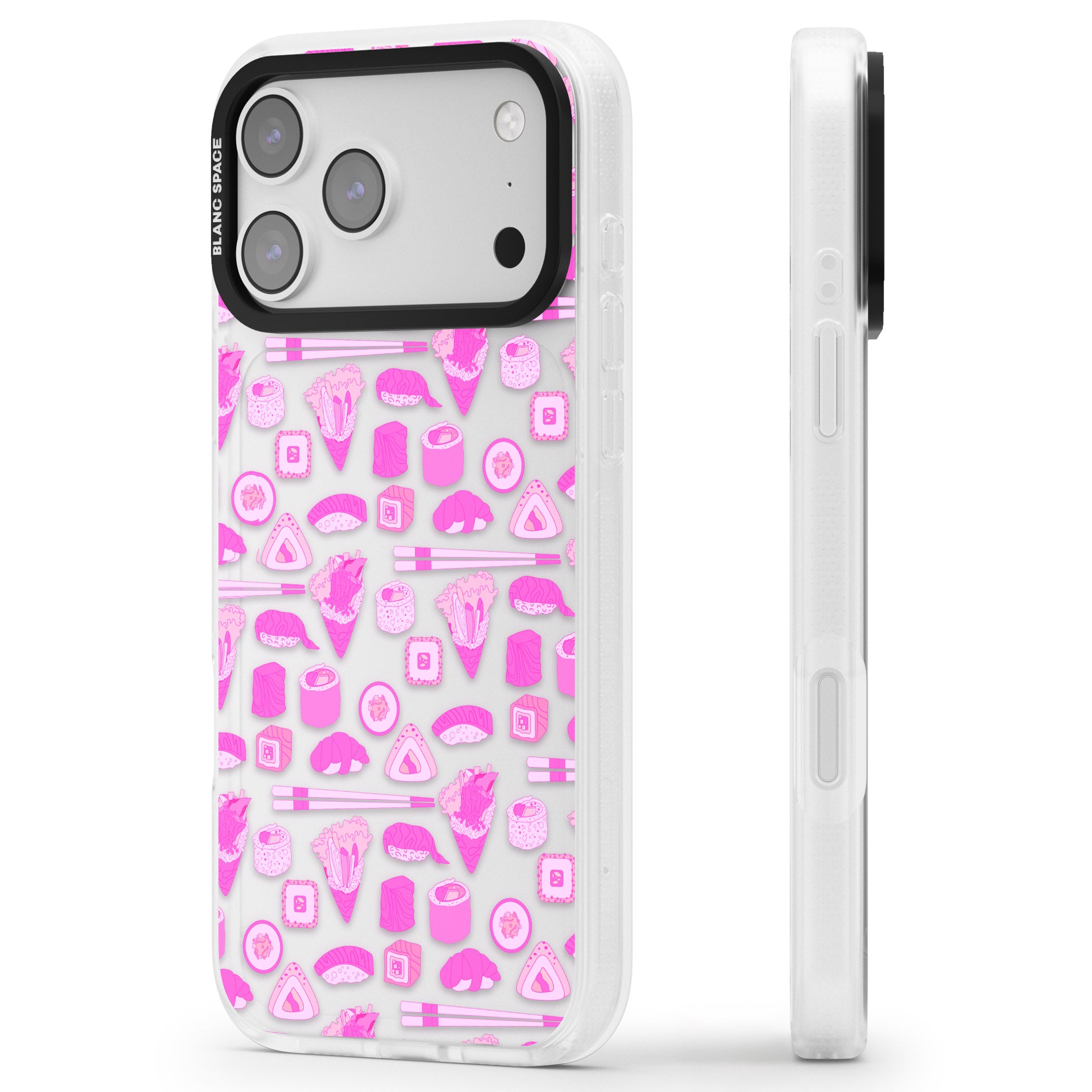 Pink Sushi Pop iPhone 17 Pro Max Impact Air Clear Phone Case Side Profile