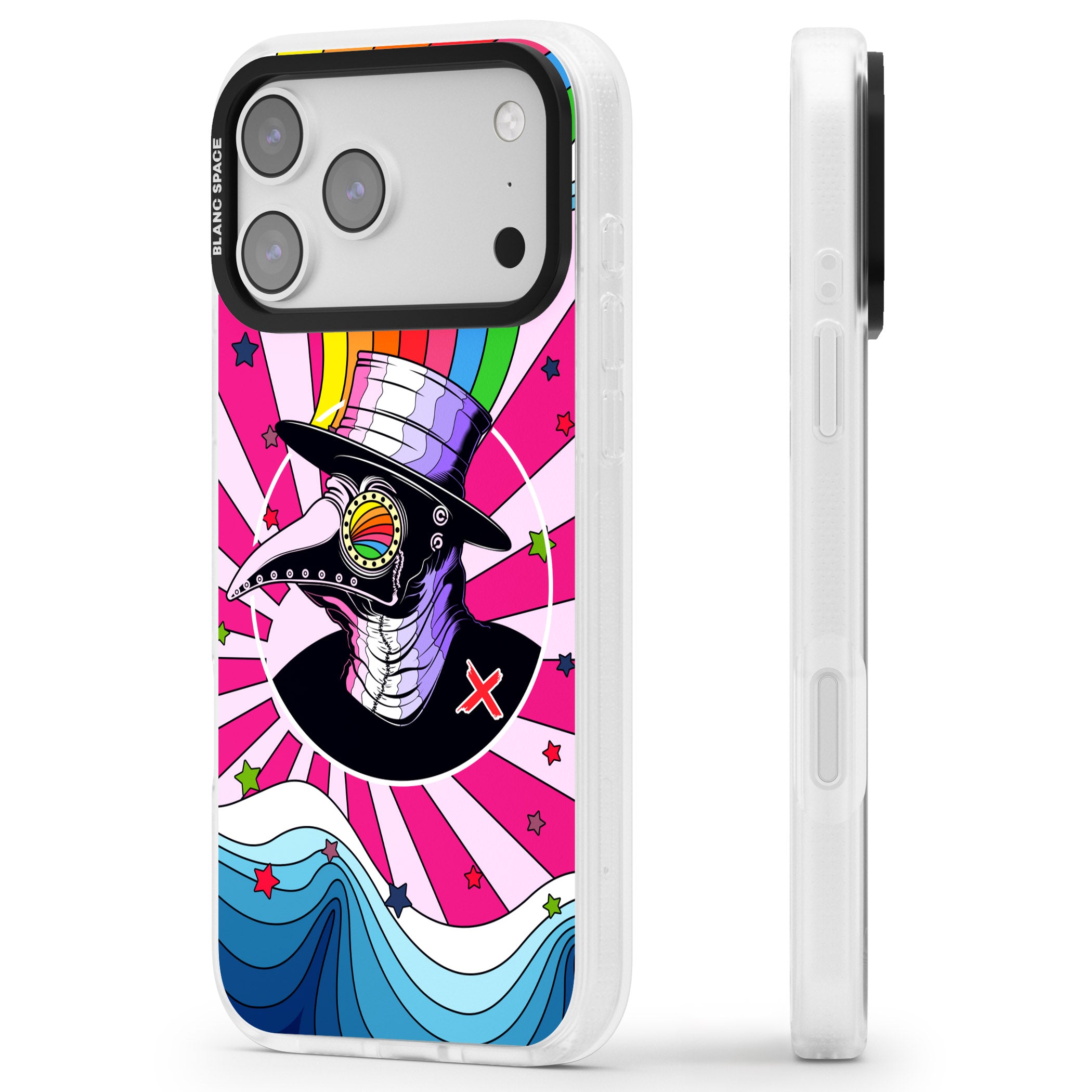 Plague Doctor Passion iPhone 17 Pro Max Impact Air Clear Phone Case Side Profile