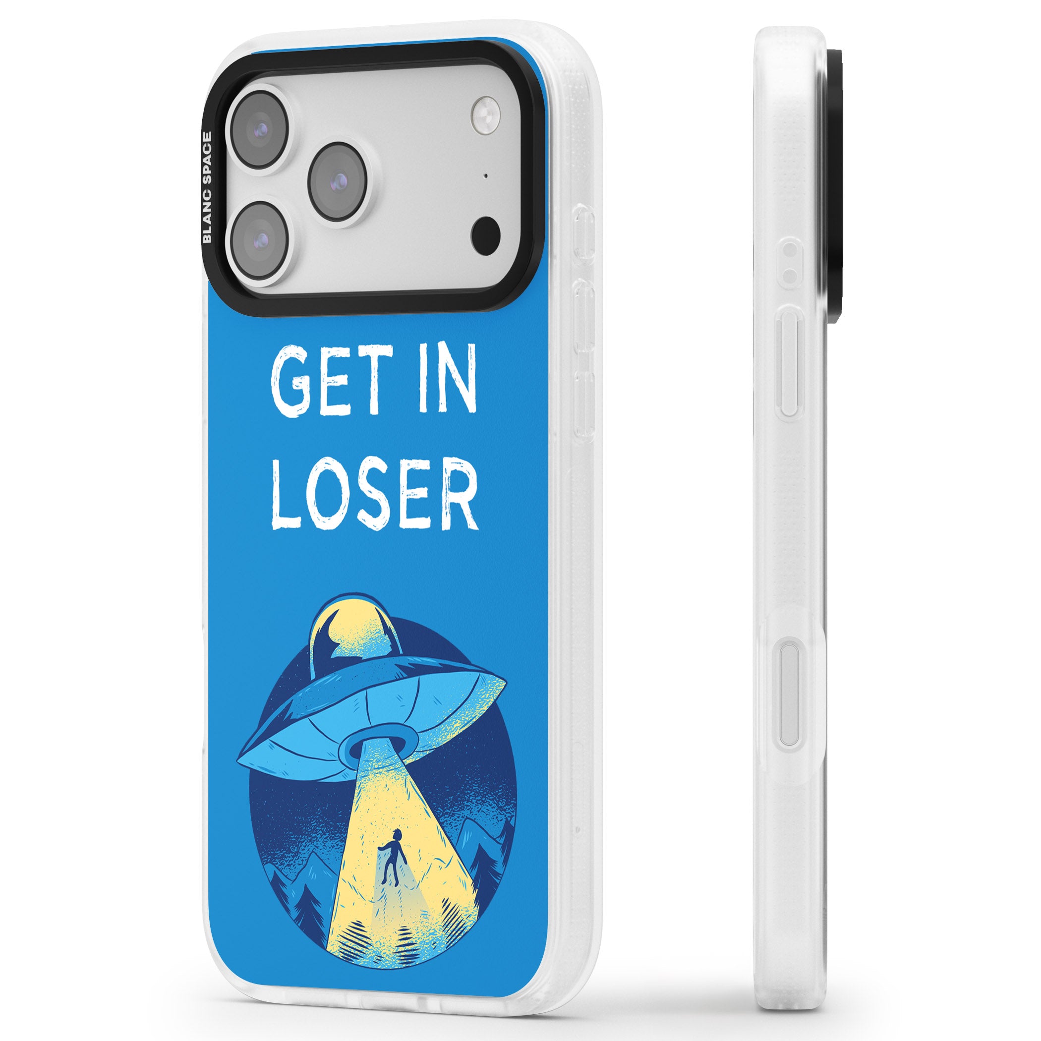 Get In Loser Ufo iPhone 17 Pro Max Impact Air Clear Phone Case Side Profile