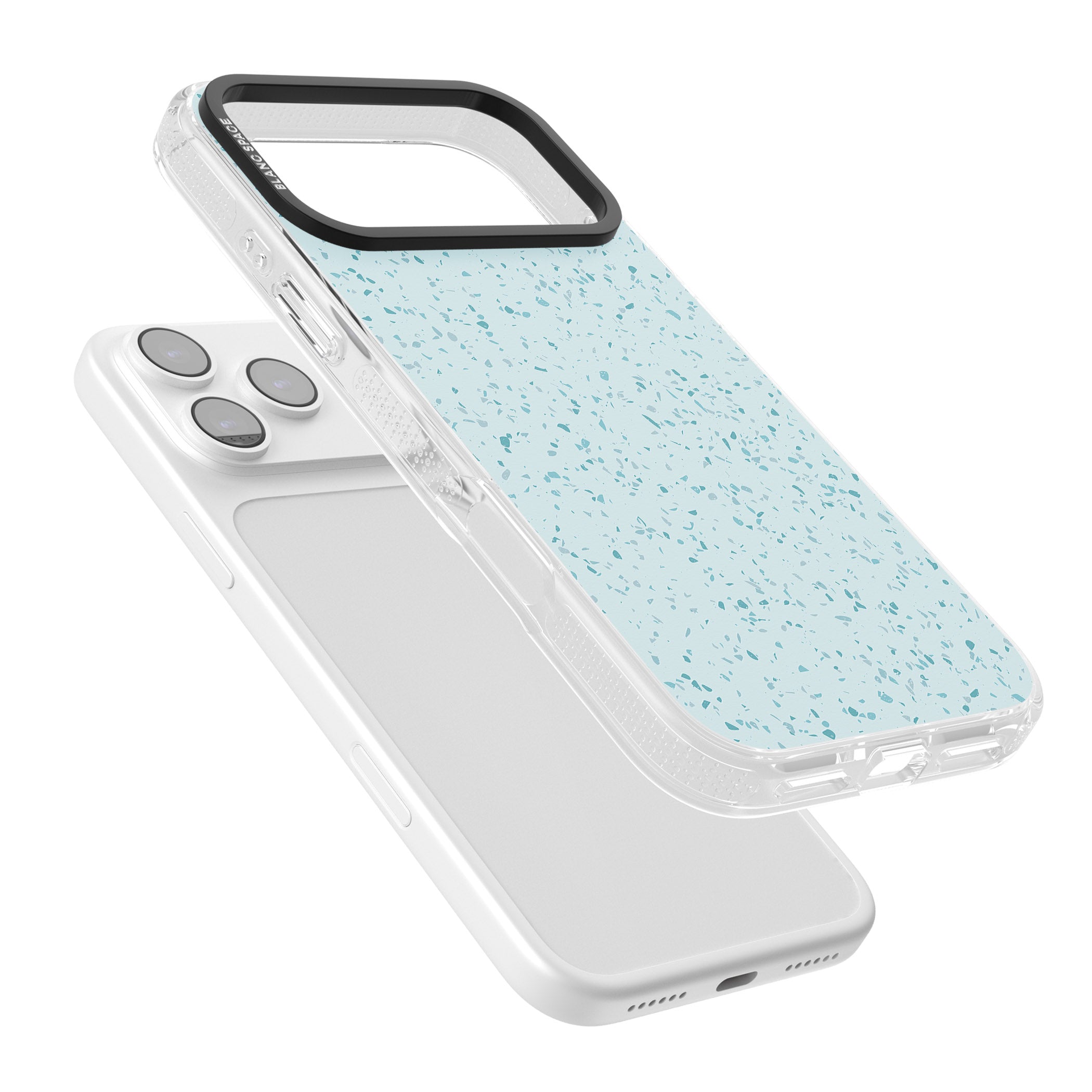 Light Blue Terrazzo Pattern iPhone 17 Pro Max Impact Air Clear Phone Case Colours