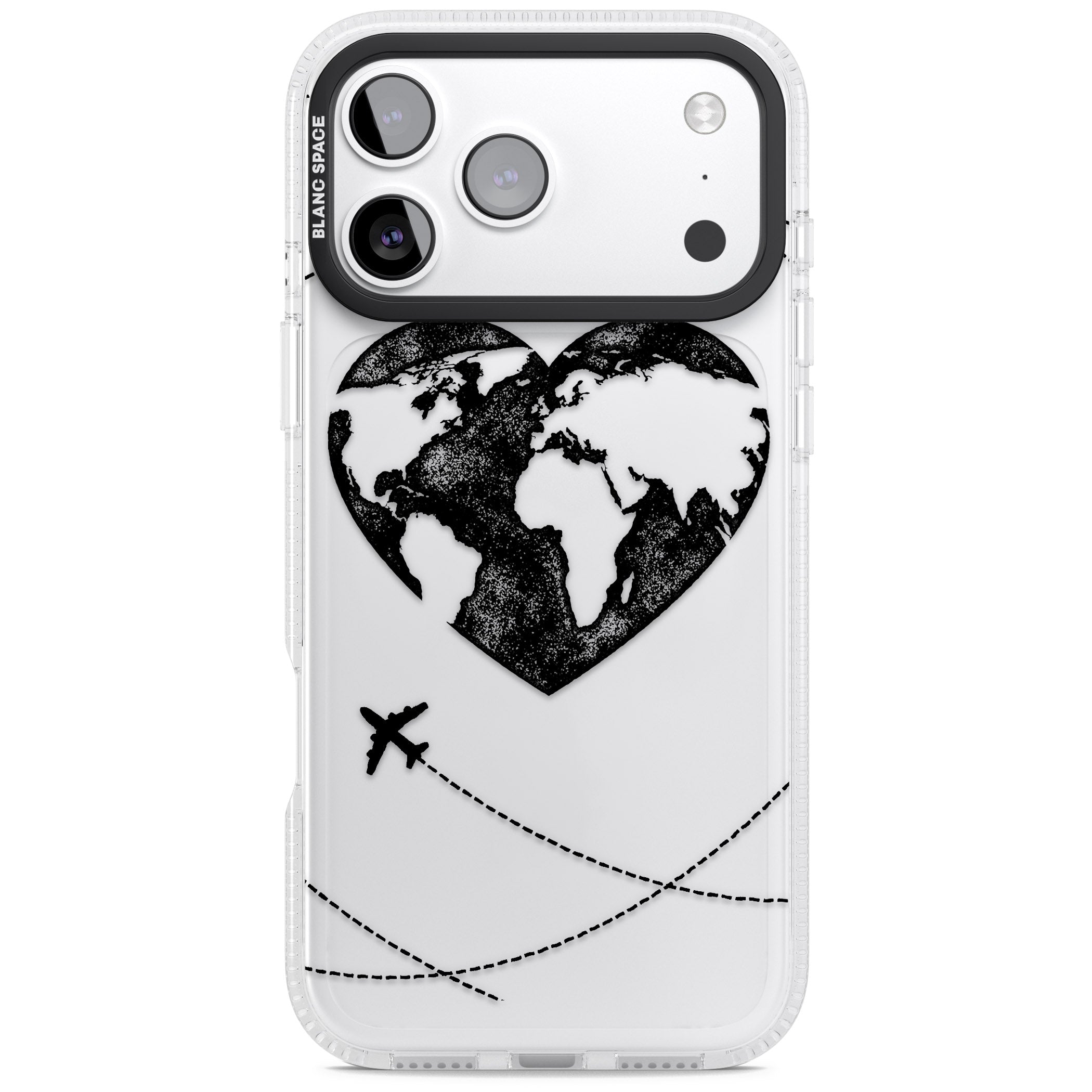 Globe Heart iPhone 17 Pro Max Impact Air Clear Phone Case