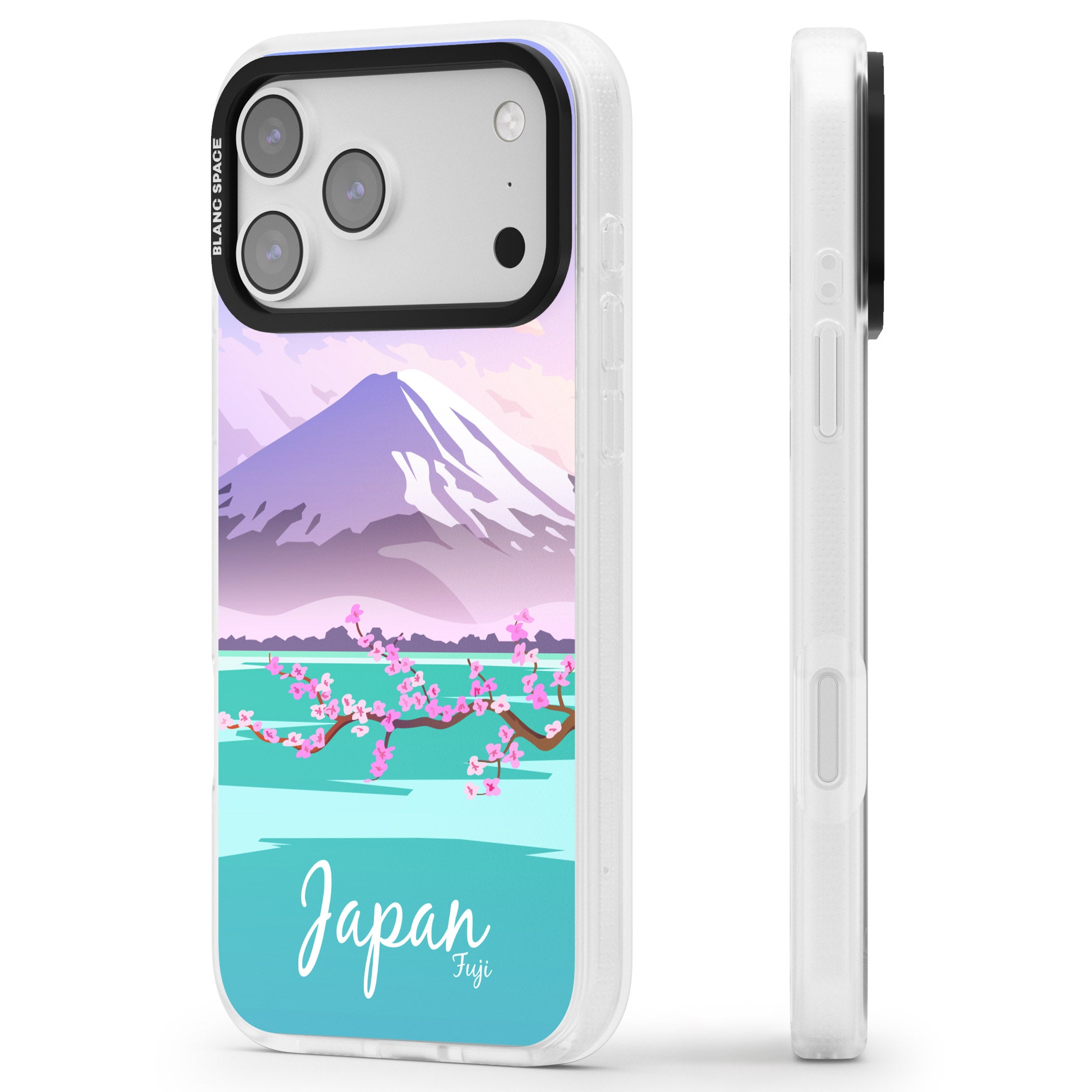 Vintage Travel Poster Japan iPhone 17 Pro Max Impact Air Clear Phone Case Side Profile