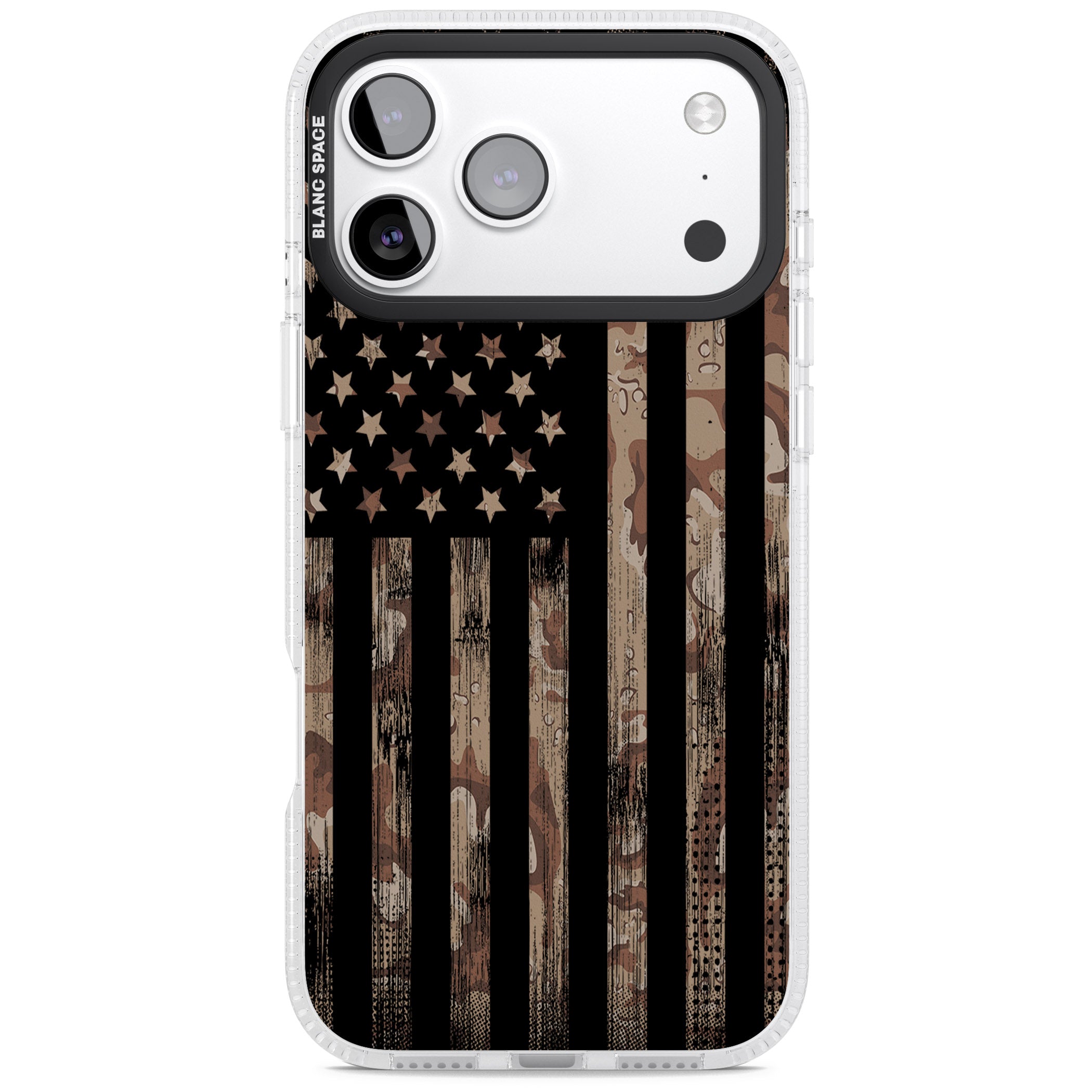 American Flag Camo iPhone 17 Pro Max Impact Air Clear Phone Case