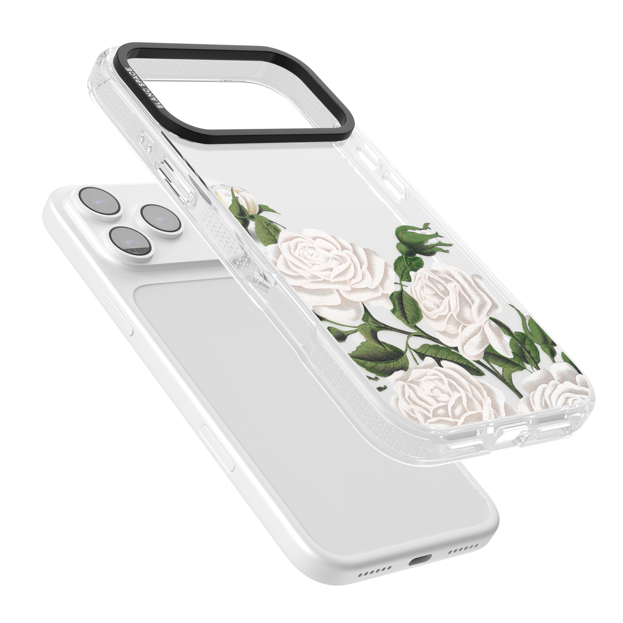 White Vintage Painted Flowers iPhone 17 Pro Max Impact Air Clear Phone Case Colours