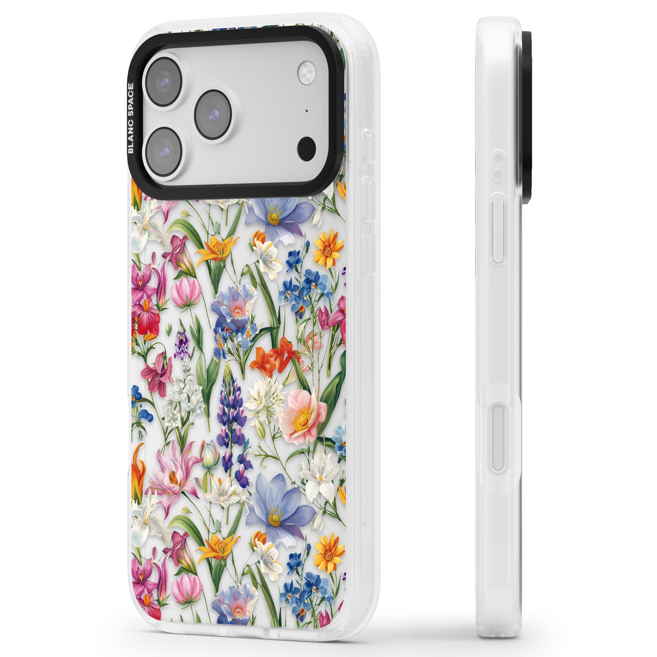 Vintage Wildflowers iPhone 17 Pro Max Impact Air Clear Phone Case Side Profile