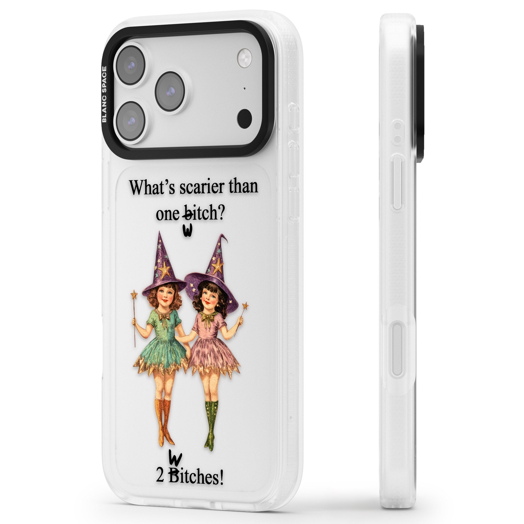 Two Witches iPhone 17 Pro Max Impact Air Clear Phone Case Side Profile