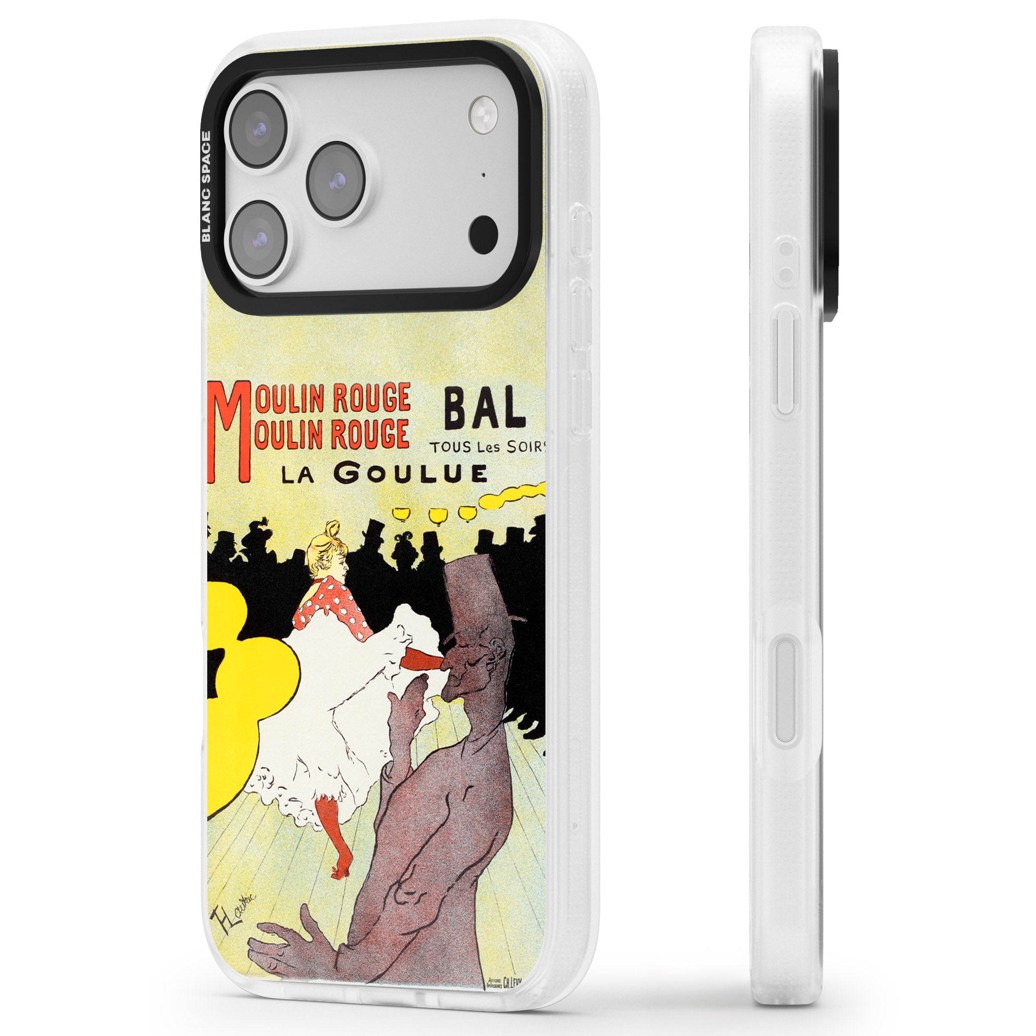 Moulin Rouge Poster iPhone 17 Pro Max Impact Air Clear Phone Case Side Profile