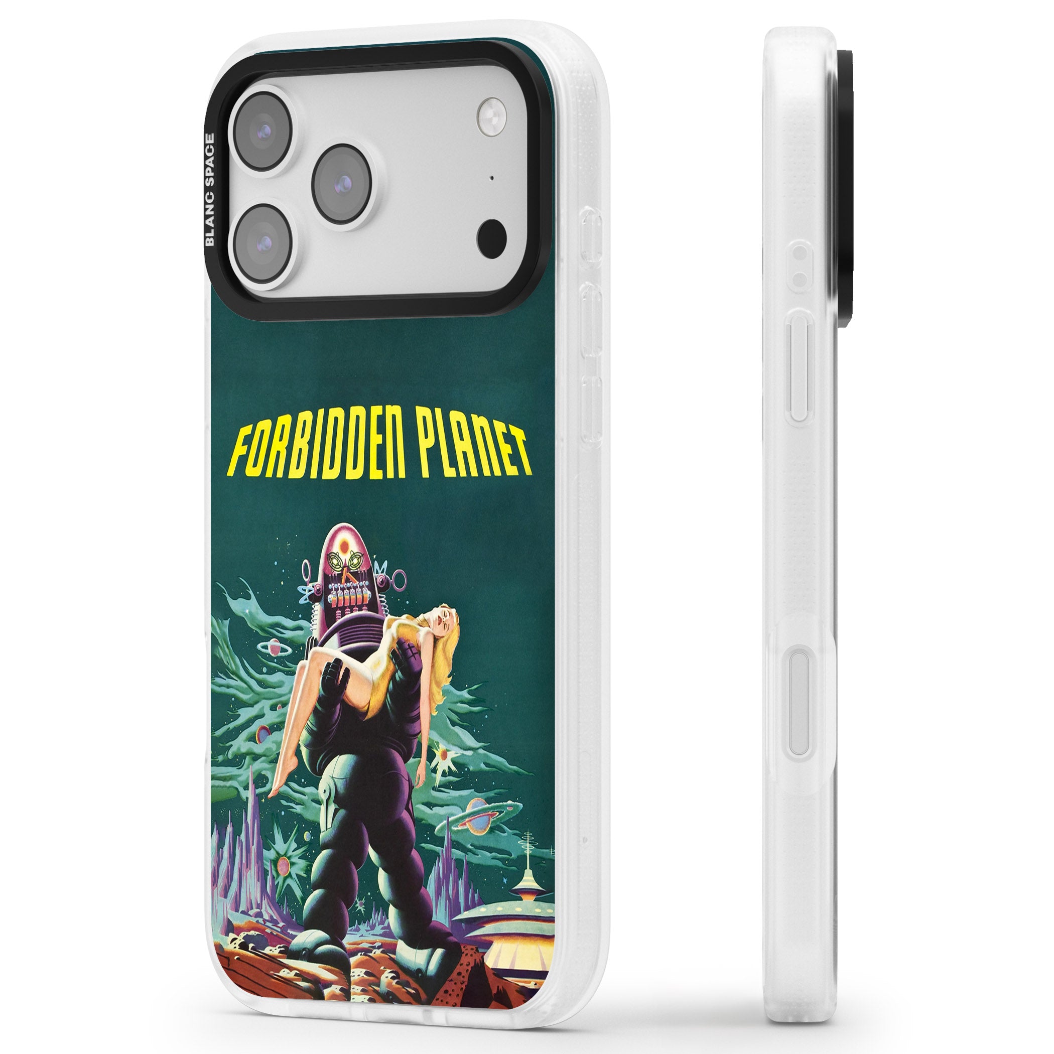 Forbidden Planet Poster iPhone 17 Pro Max Impact Air Clear Phone Case Side Profile