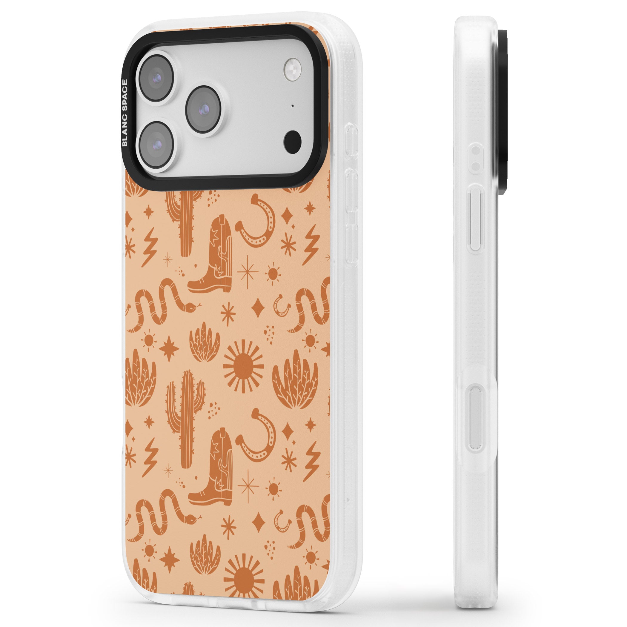 Wild West Pattern iPhone 17 Pro Max Impact Air Clear Phone Case Side Profile
