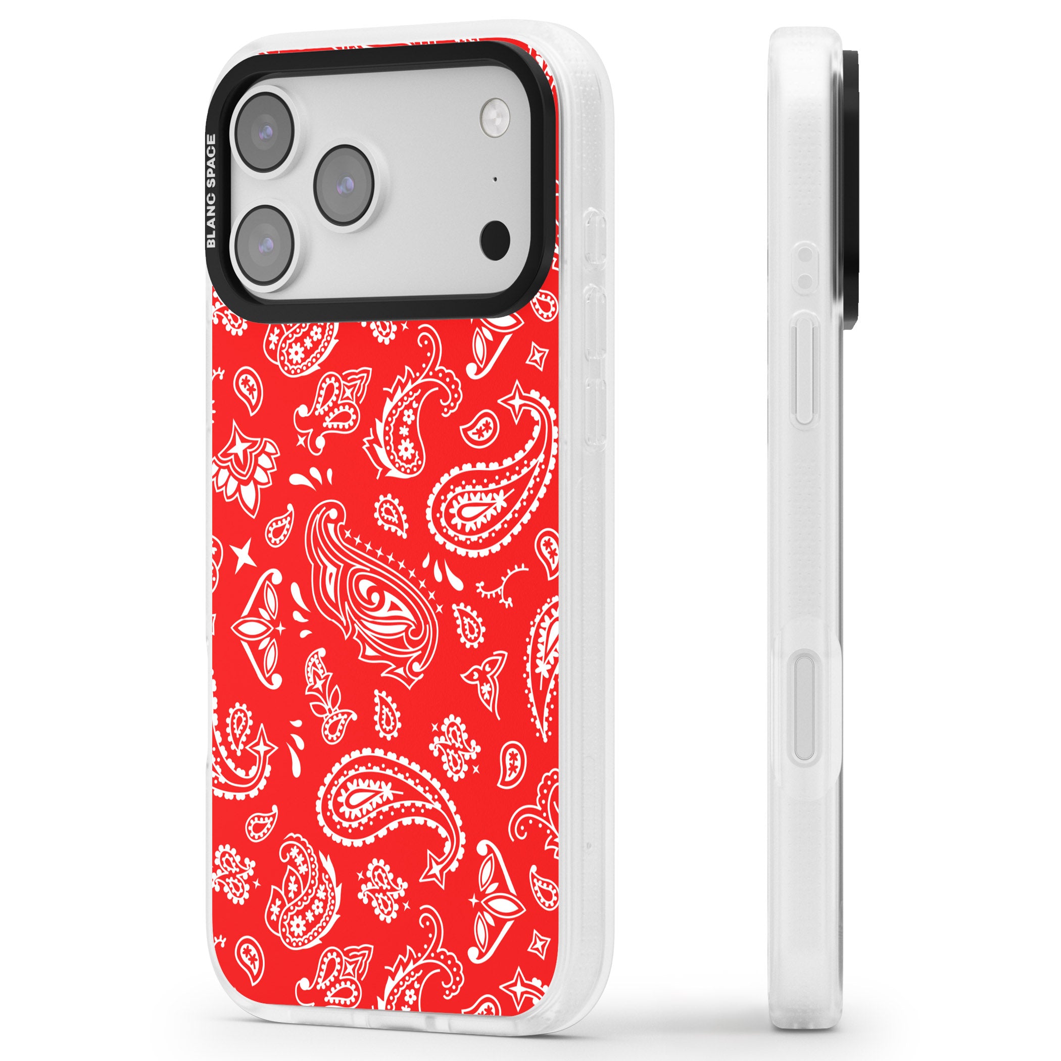 Red Bandana iPhone 17 Pro Max Impact Air Clear Phone Case Side Profile
