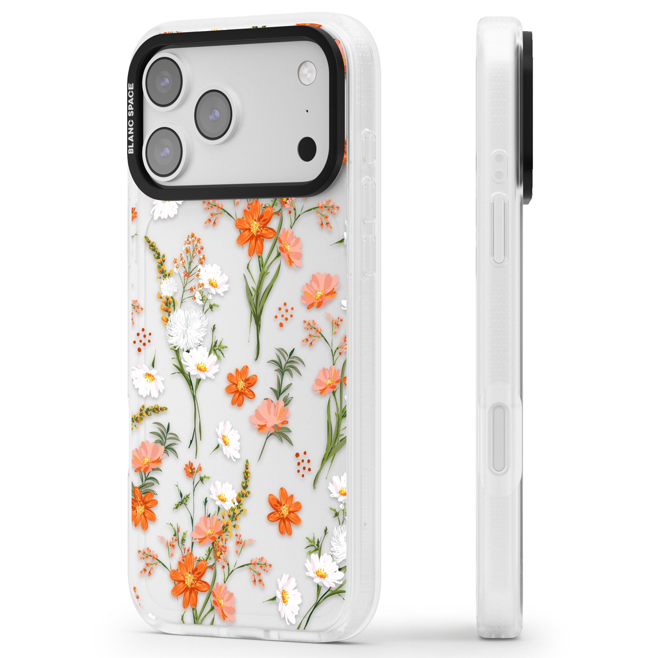 Sunset Wildflowers iPhone 17 Pro Max Impact Air Clear Phone Case Side Profile