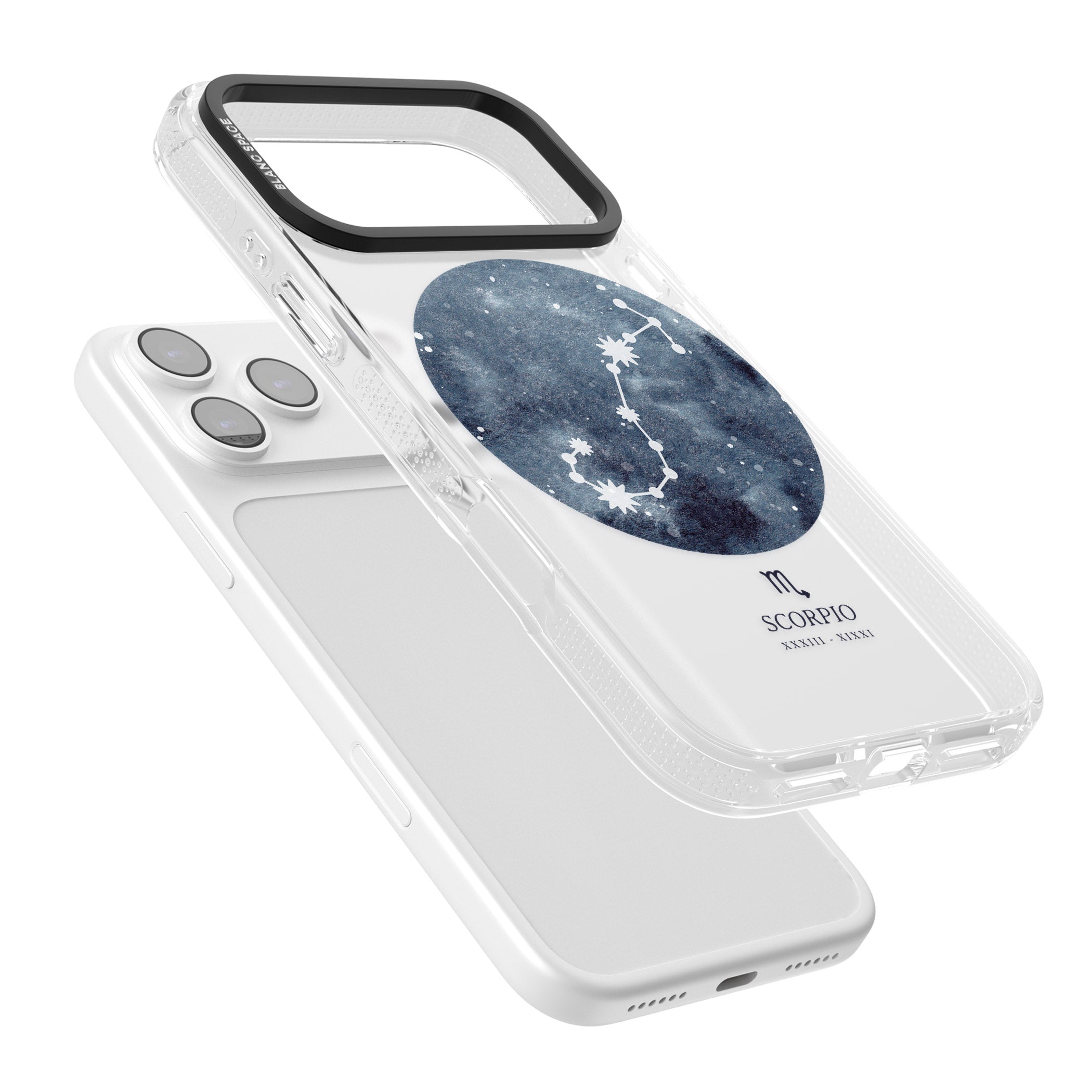 Scorpio Zodiac Blue iPhone 17 Pro Max Impact Air Clear Phone Case Colours