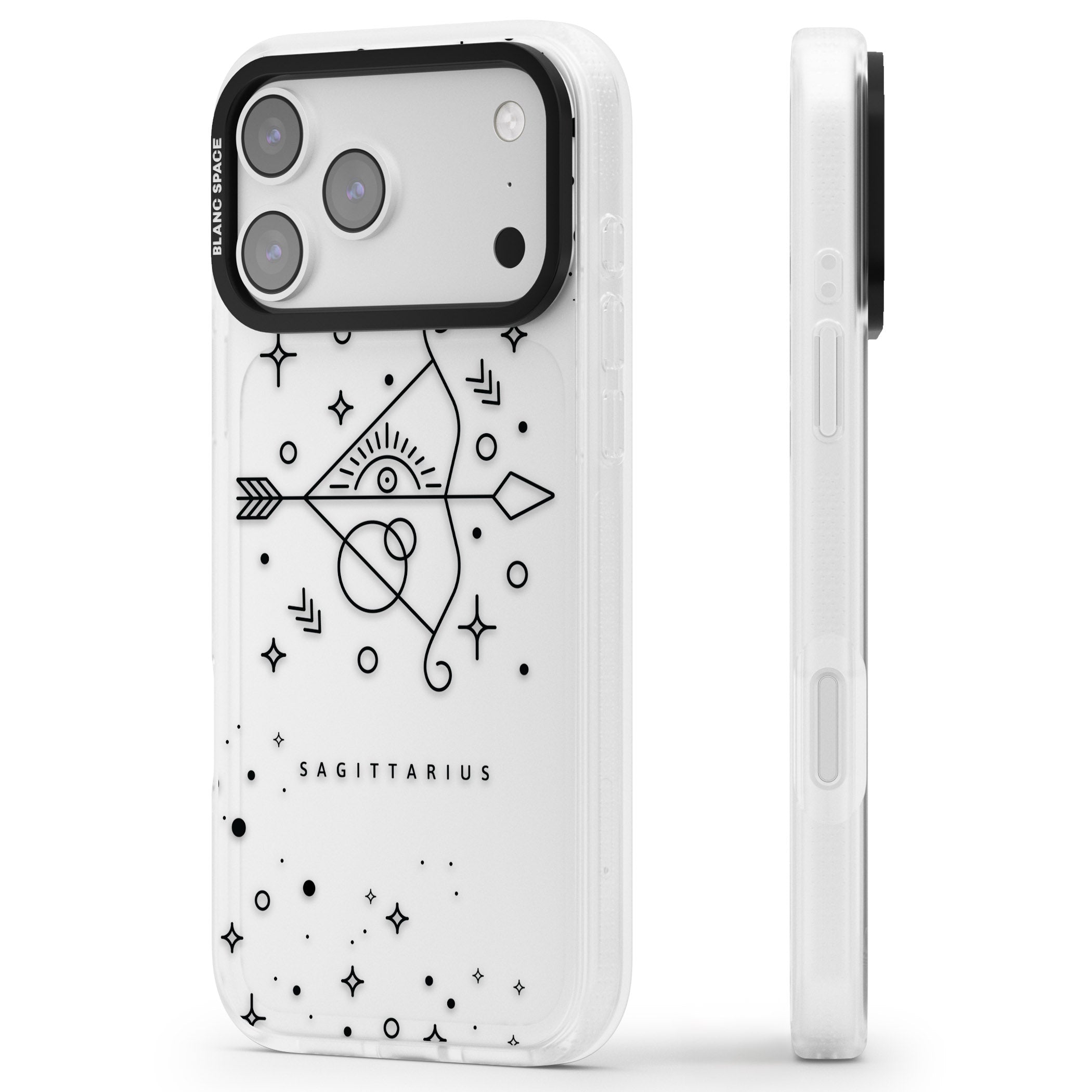 Sagittarius Arcane iPhone 17 Pro Max Impact Air Clear Phone Case Side Profile