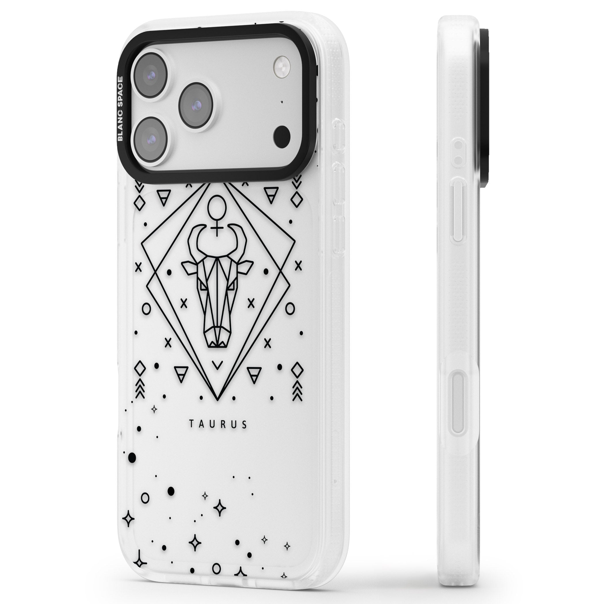 Taurus Emblem iPhone 17 Pro Max Impact Air Clear Phone Case Side Profile