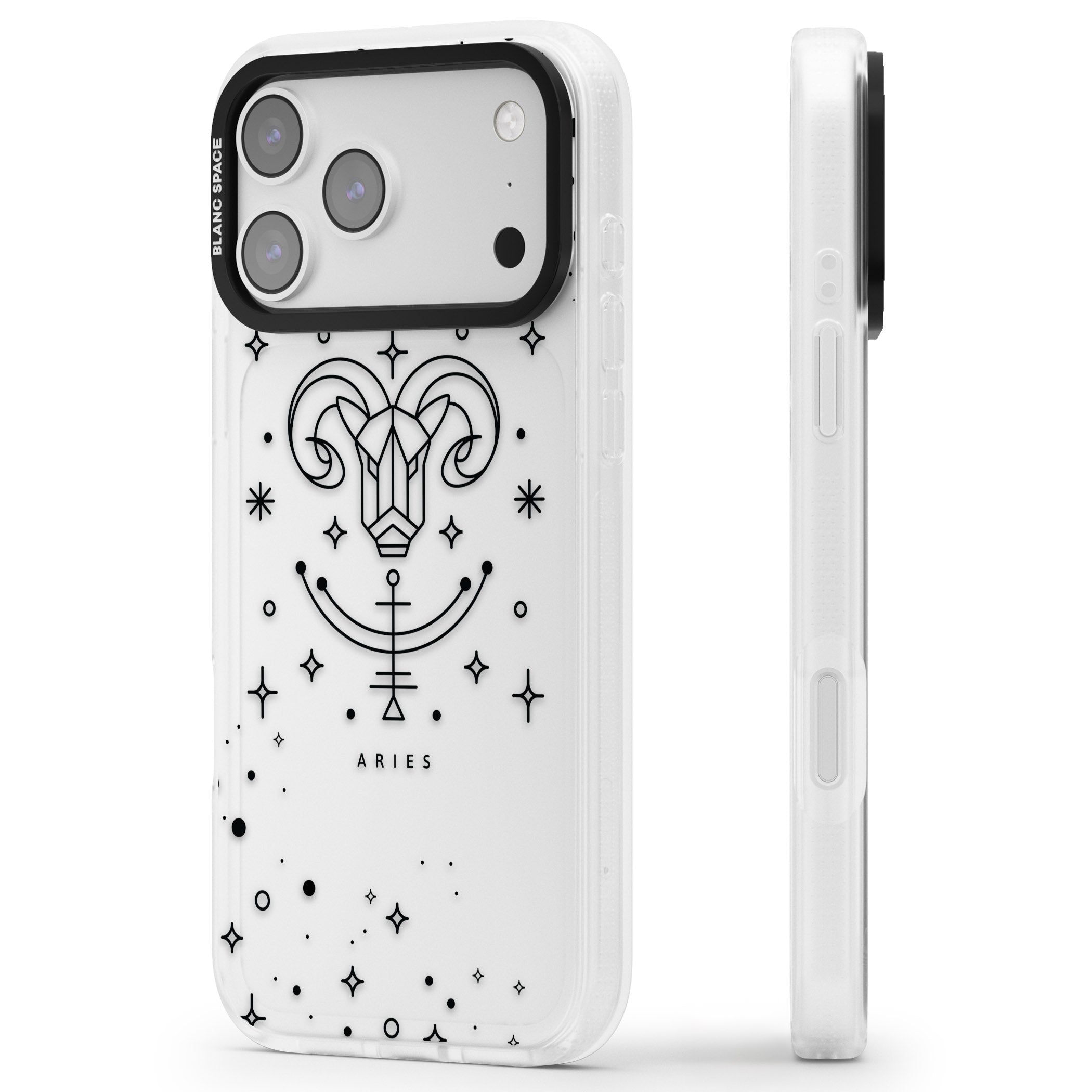 Aries Emblem iPhone 17 Pro Max Impact Air Clear Phone Case Side Profile