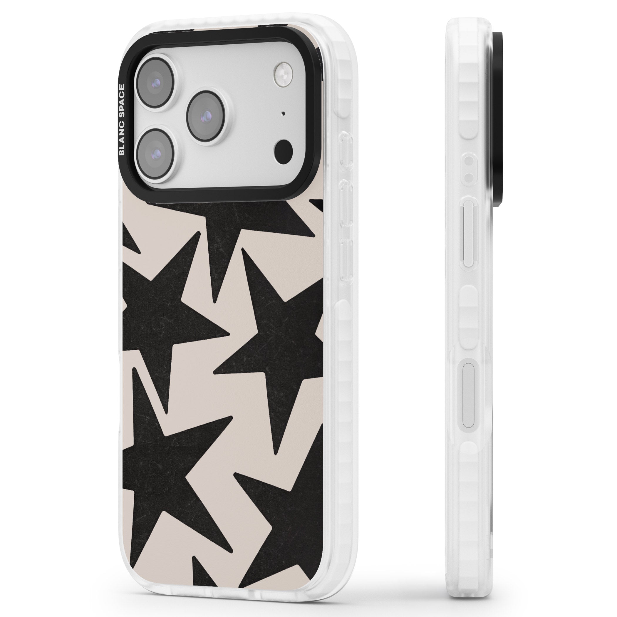 Black Superstars iPhone 17 Pro Max Impact Clear Phone Case Side Profile