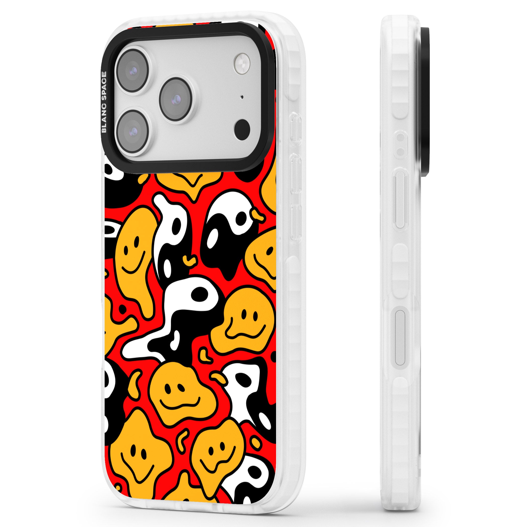 Yin Yang Acid Face iPhone 17 Pro Max Impact Clear Phone Case Side Profile