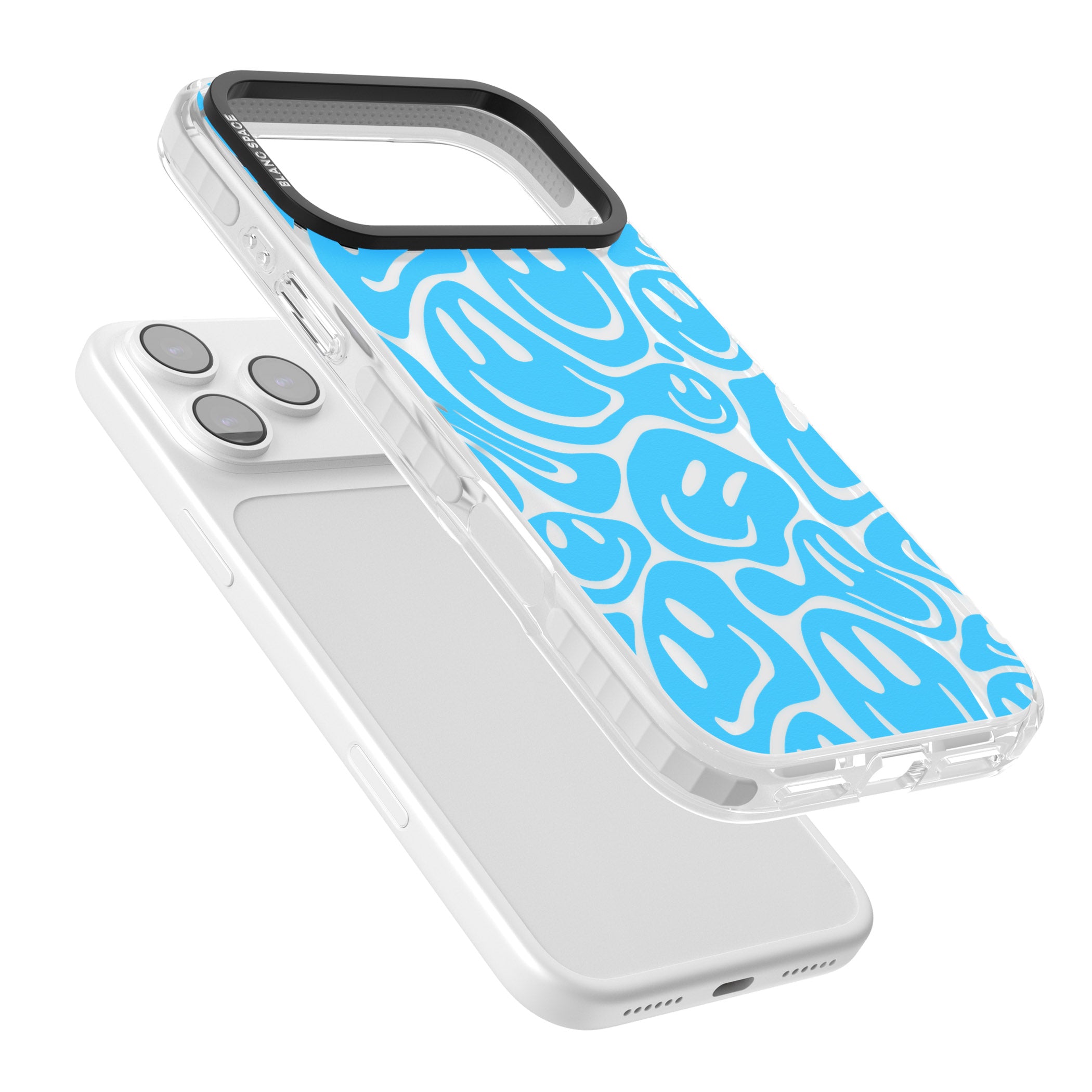 Blue Acid Faces iPhone 17 Pro Max Impact Clear Phone Case Colours