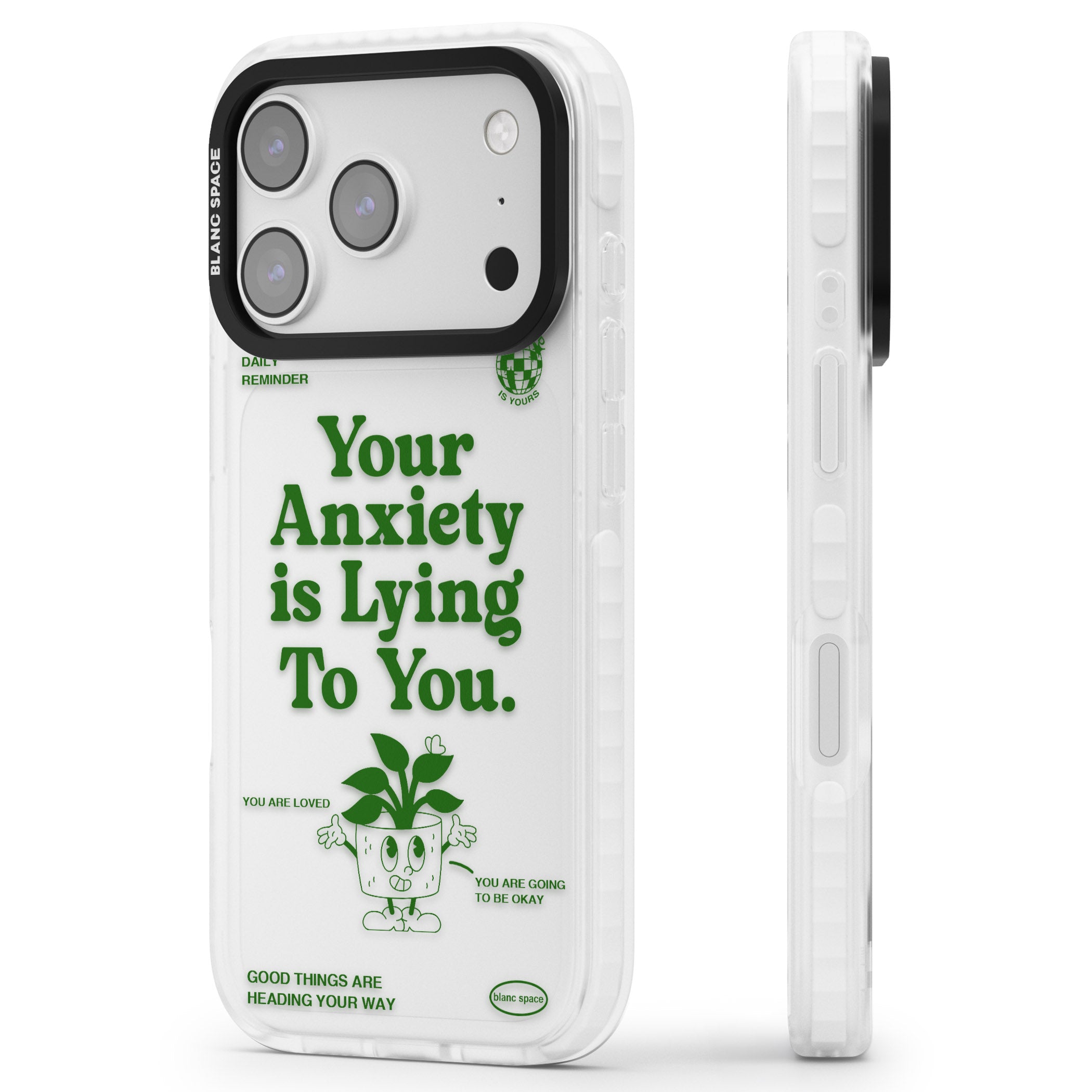 Your Anxiety Is Lying To You iPhone 17 Pro Max Impact Clear Phone Case Side Profile