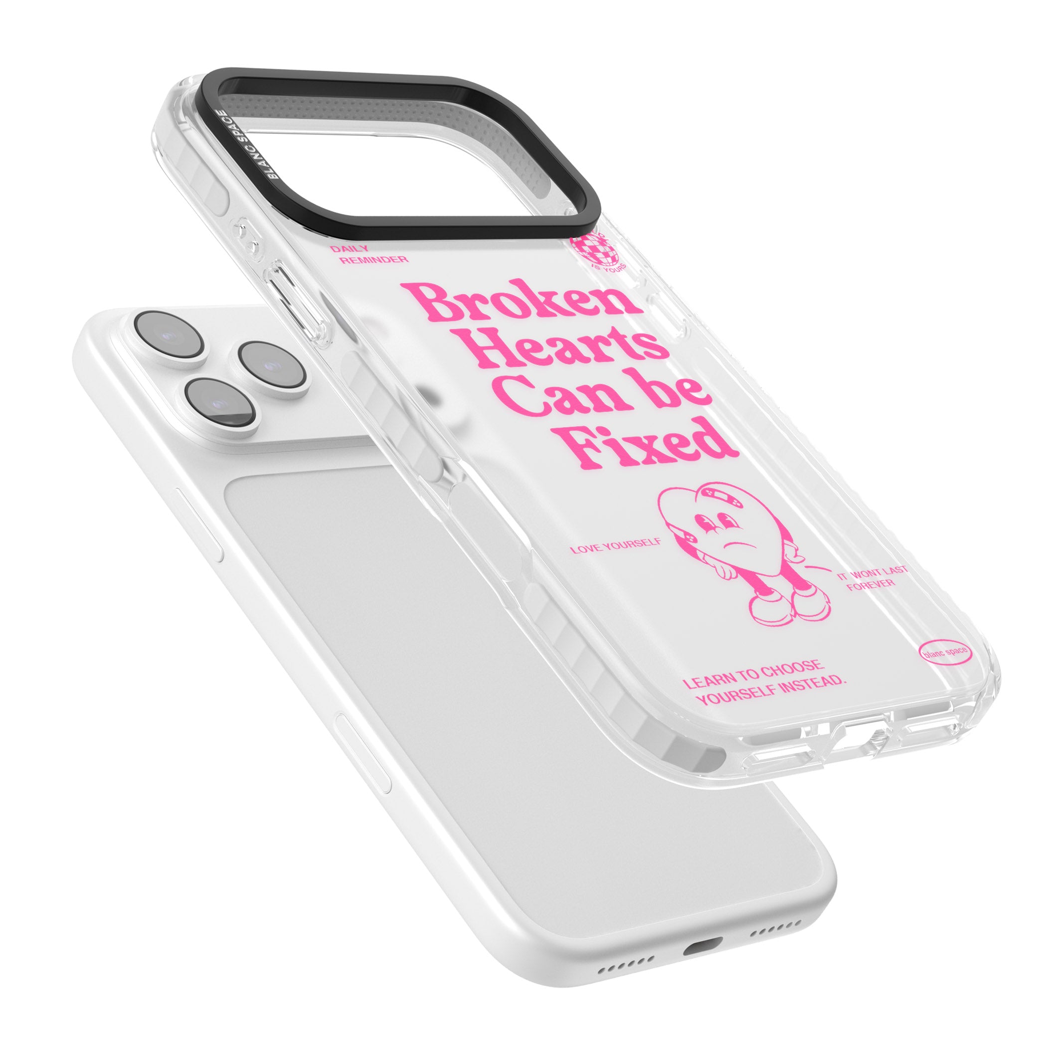 Broken Hearts Can Be Fixed iPhone 17 Pro Max Impact Clear Phone Case Colours