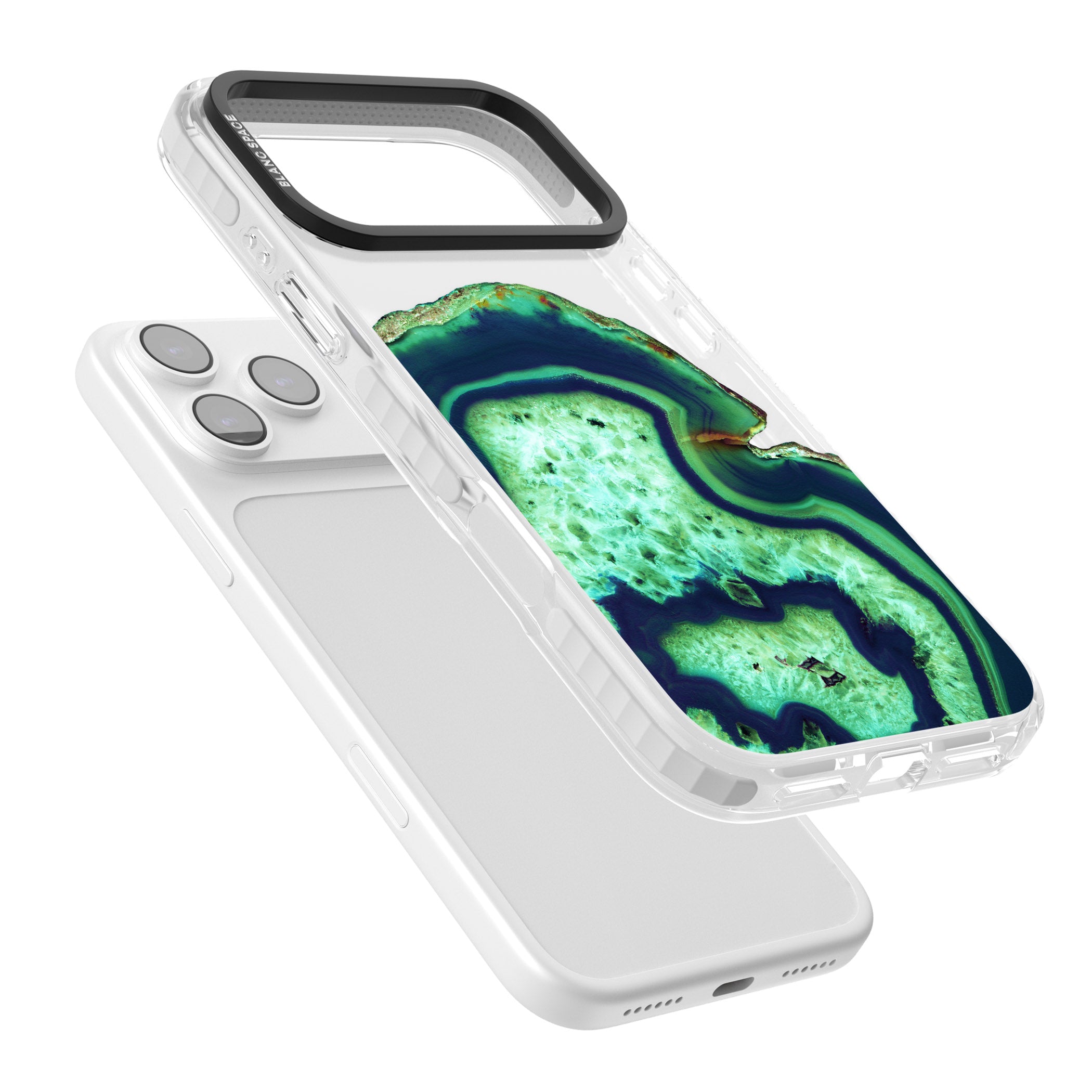 Emerald Agate Slice iPhone 17 Pro Max Impact Clear Phone Case Colours