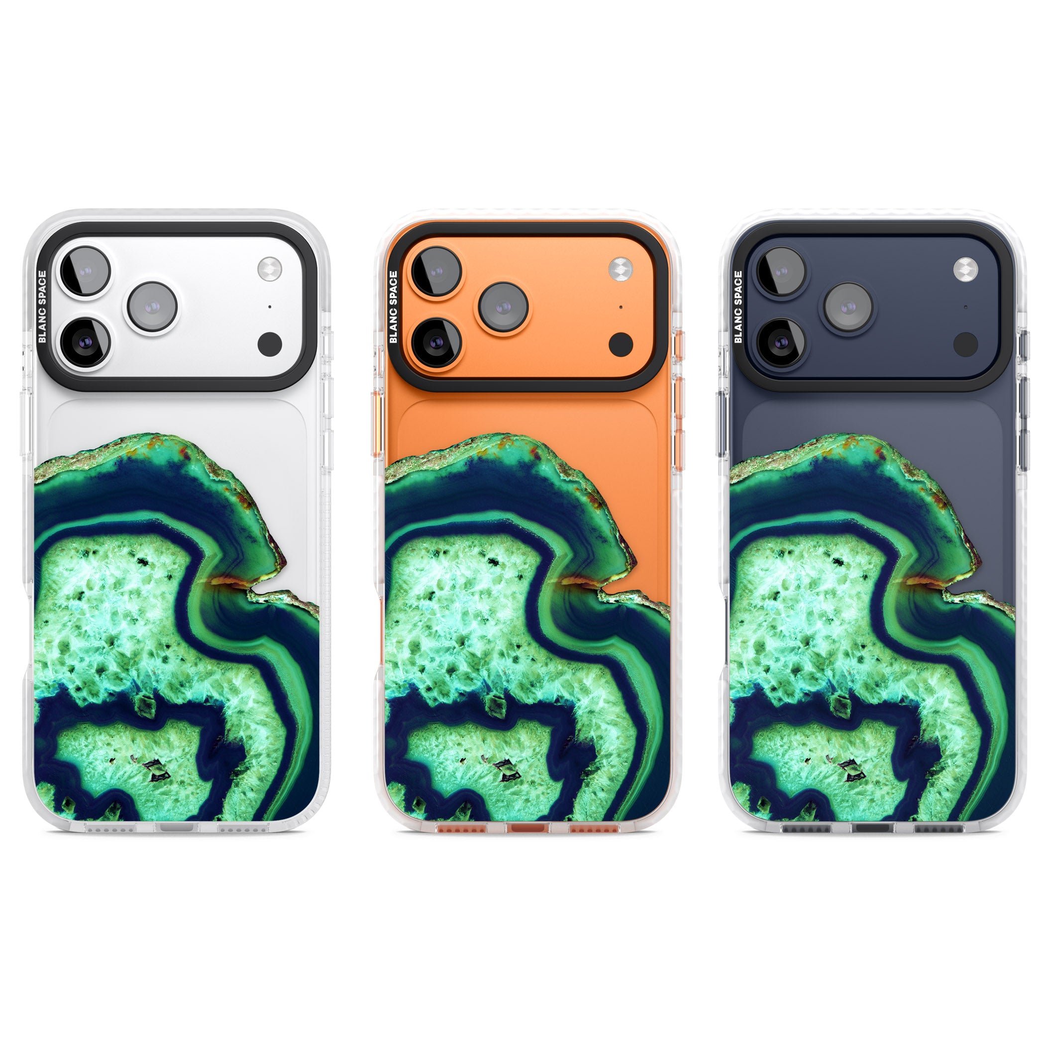 Emerald Agate Slice iPhone 17 Pro Impact Clear Phone Case APT Impact Protection