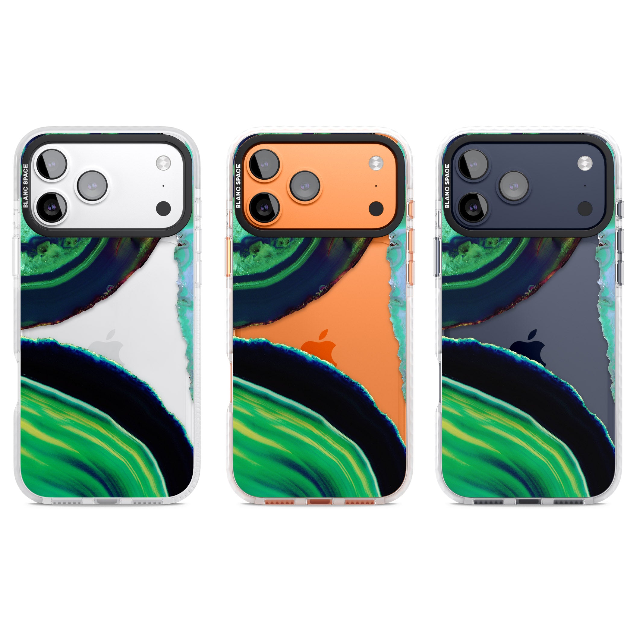 Green Geode Glow iPhone 17 Pro Impact Clear Phone Case APT Impact Protection