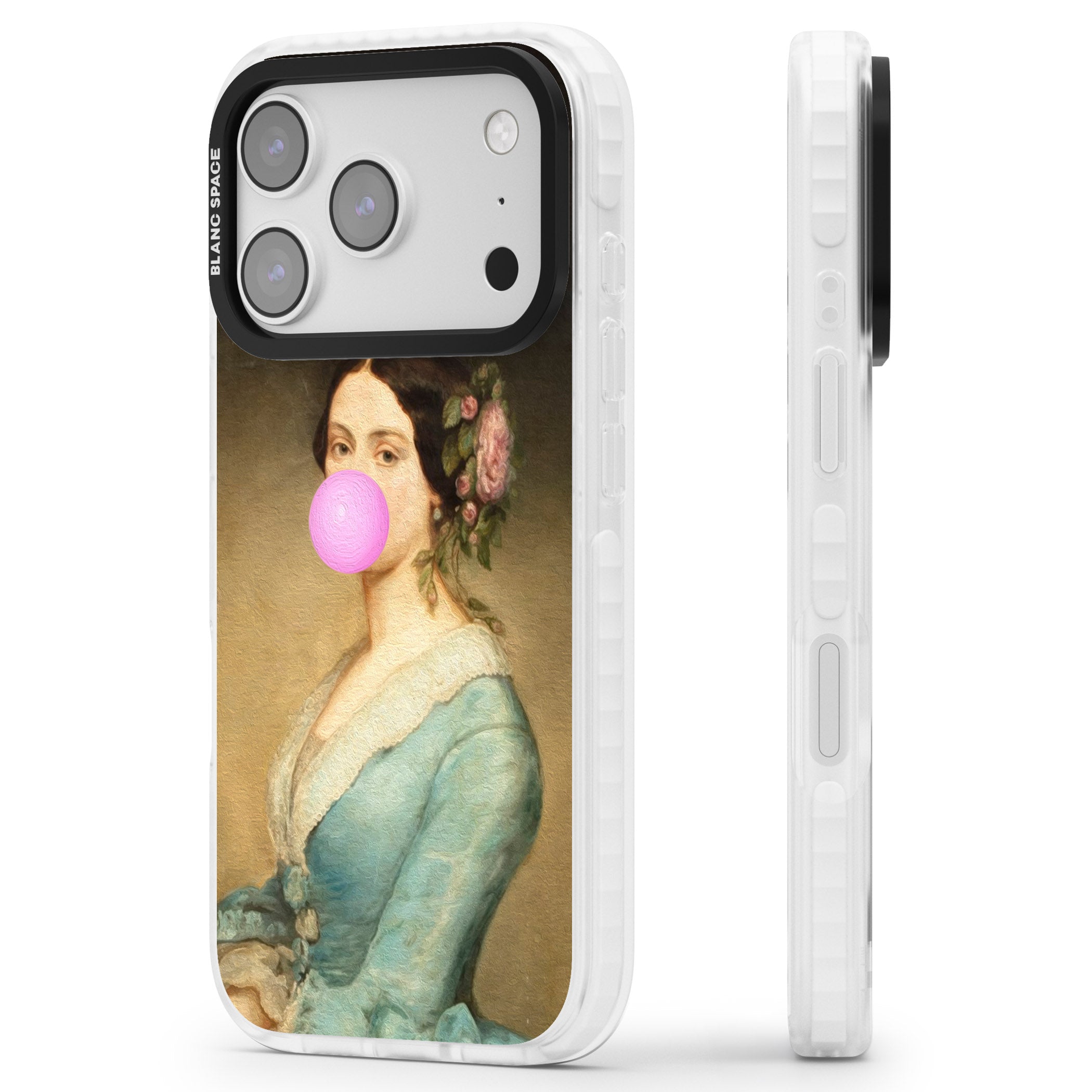 Bubblegum Renaissance iPhone 17 Pro Max Impact Clear Phone Case Side Profile