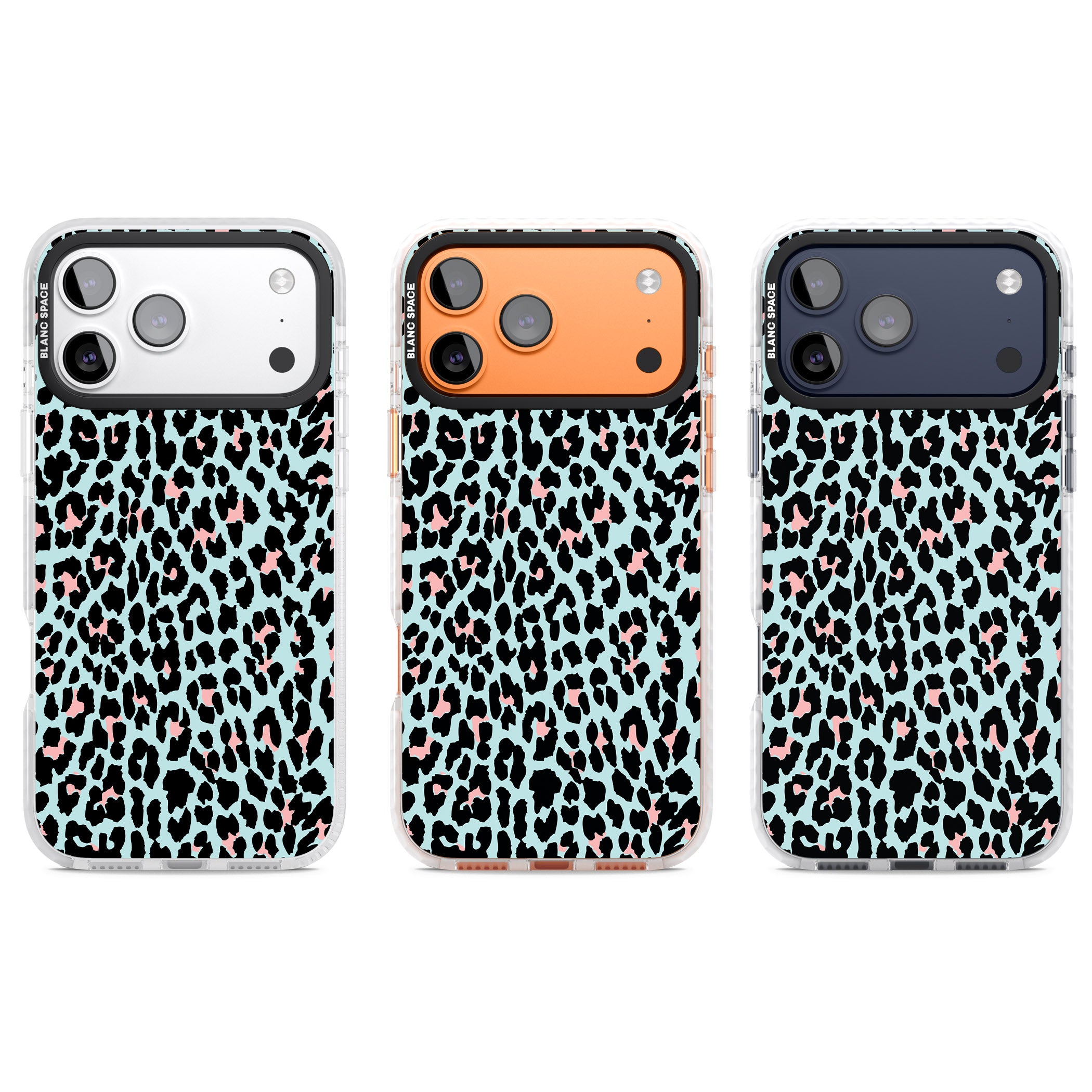 Pastel Blue & Pink Leopard Print iPhone 17 Pro Impact Clear Phone Case APT Impact Protection