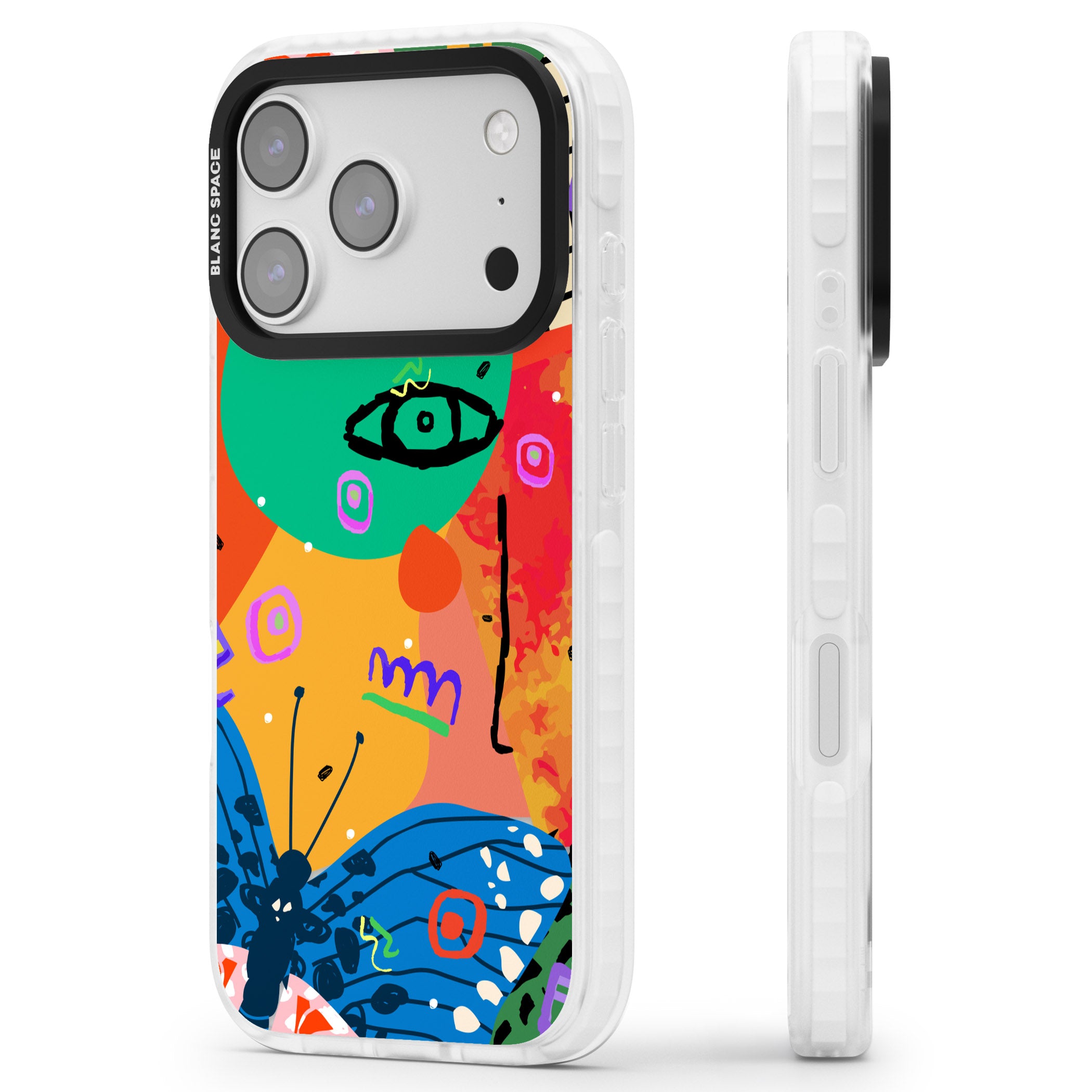 Abstract Butterfly iPhone 17 Pro Max Impact Clear Phone Case Side Profile